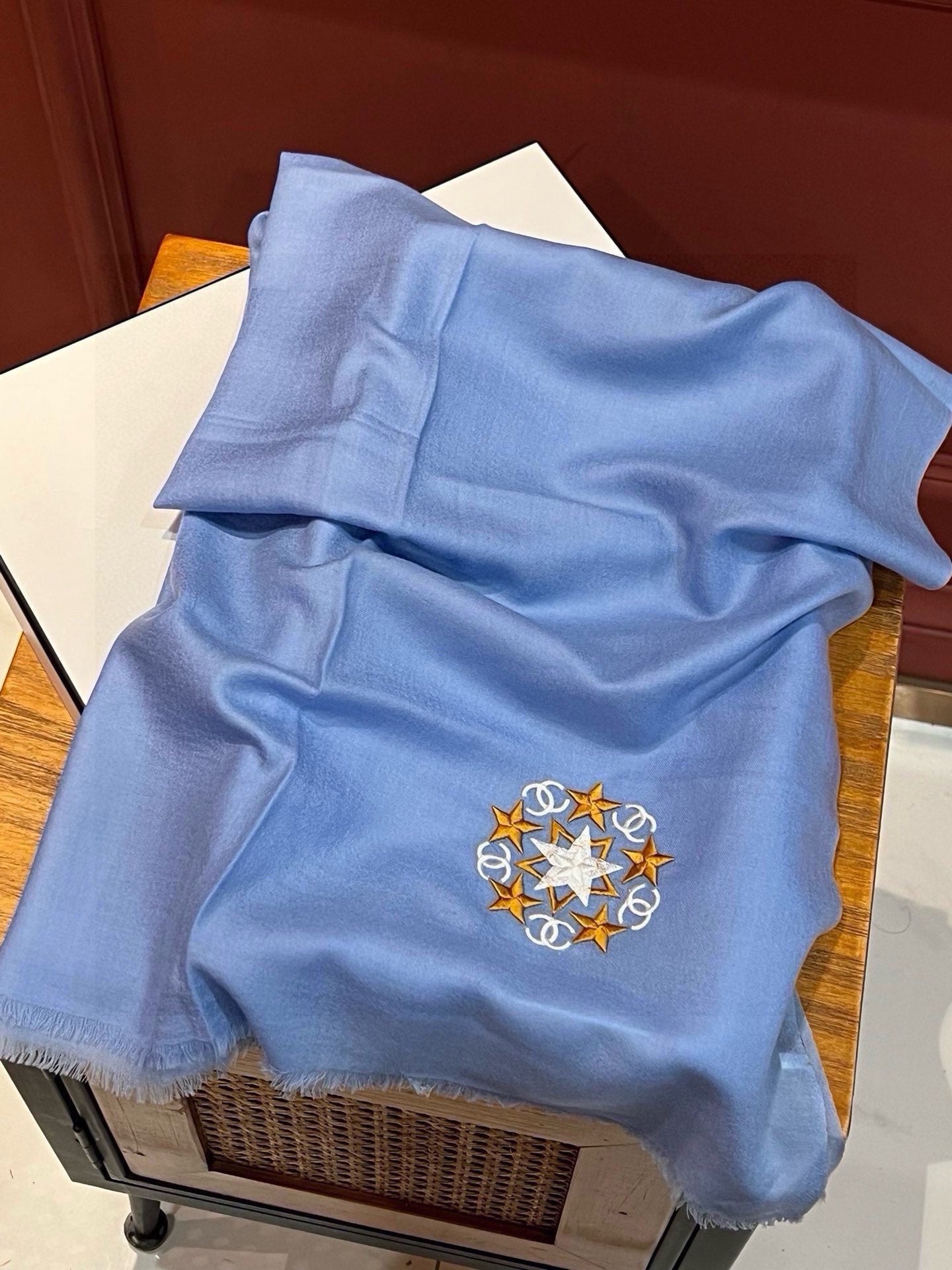CC Scarf 200 CM In Blue Linen Fabric 407087
