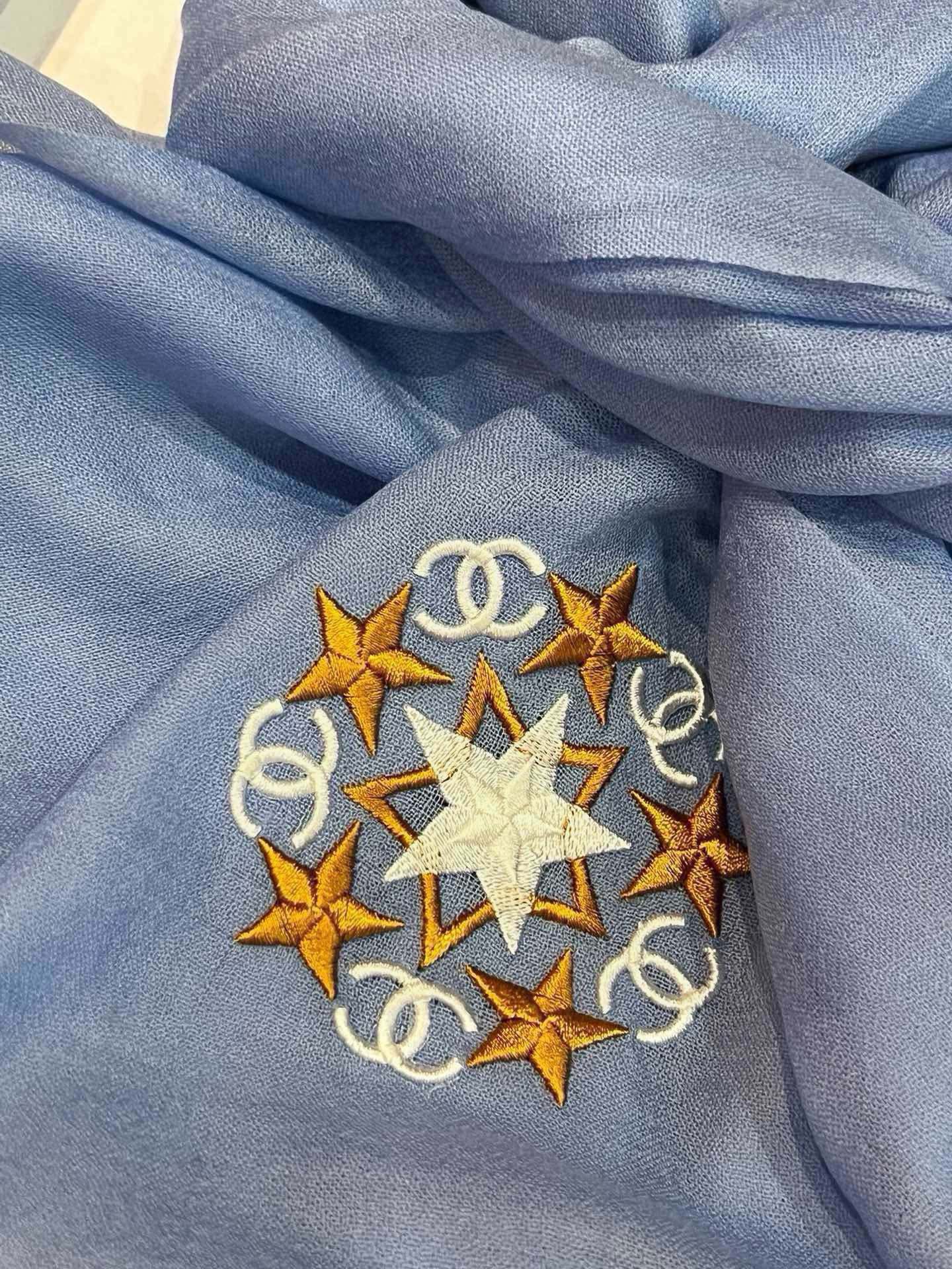 CC Scarf 200 CM In Blue Linen Fabric 407087