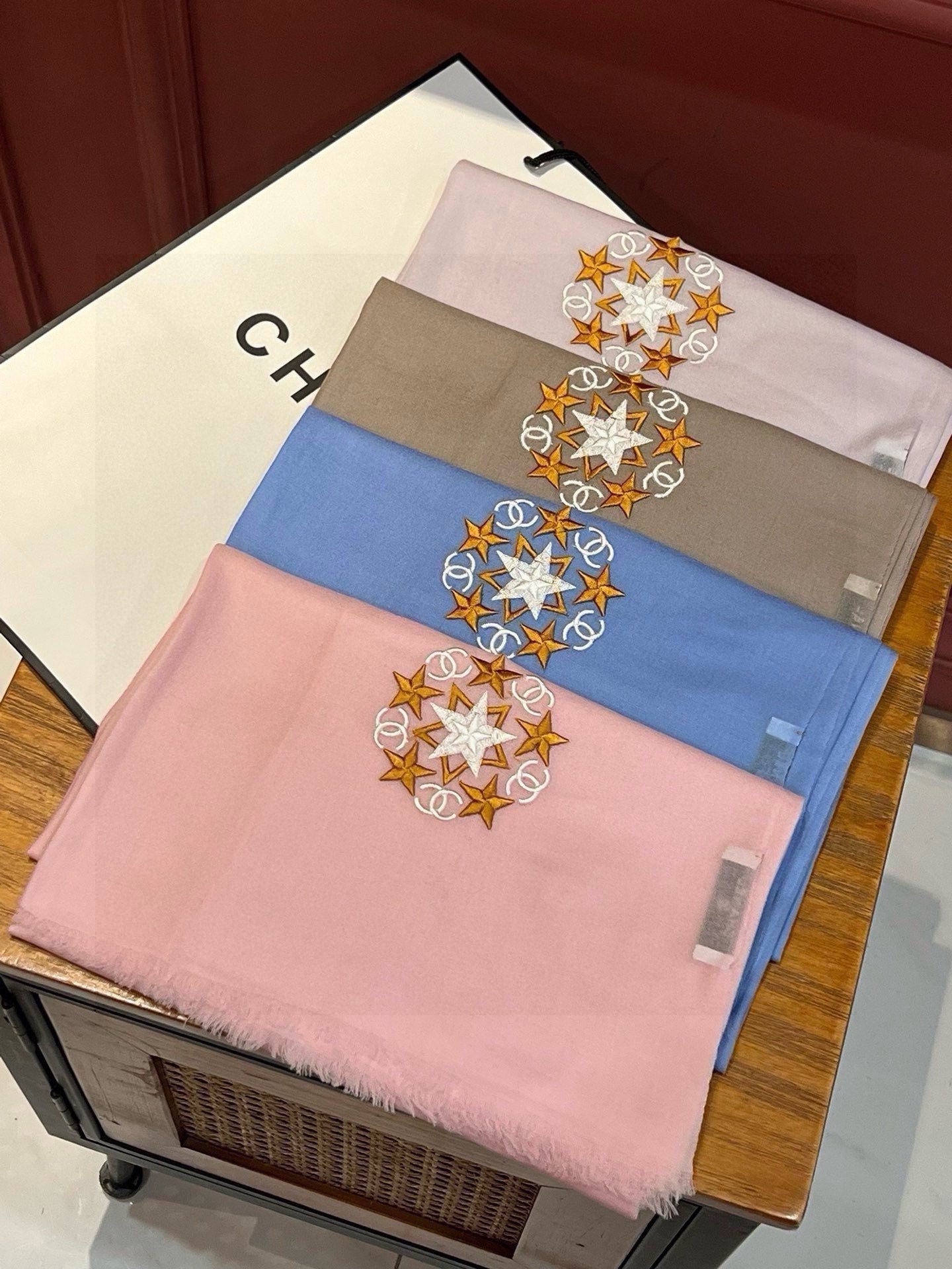 CC Scarf 200 CM In Blue Linen Fabric 407087