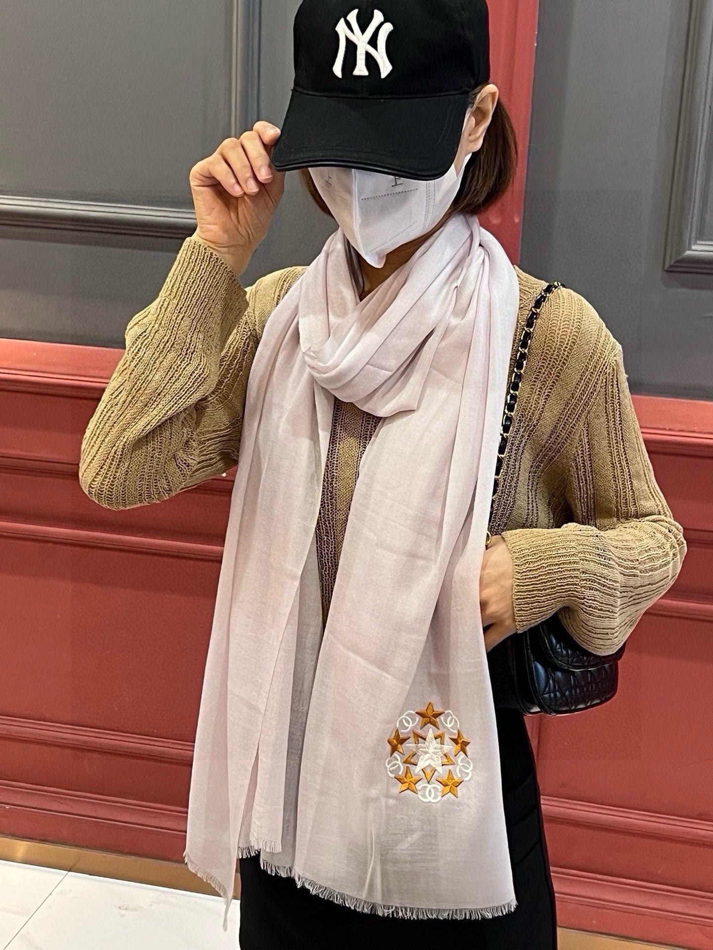 CC Scarf 200 CM In Light Purple Linen Fabric 407088