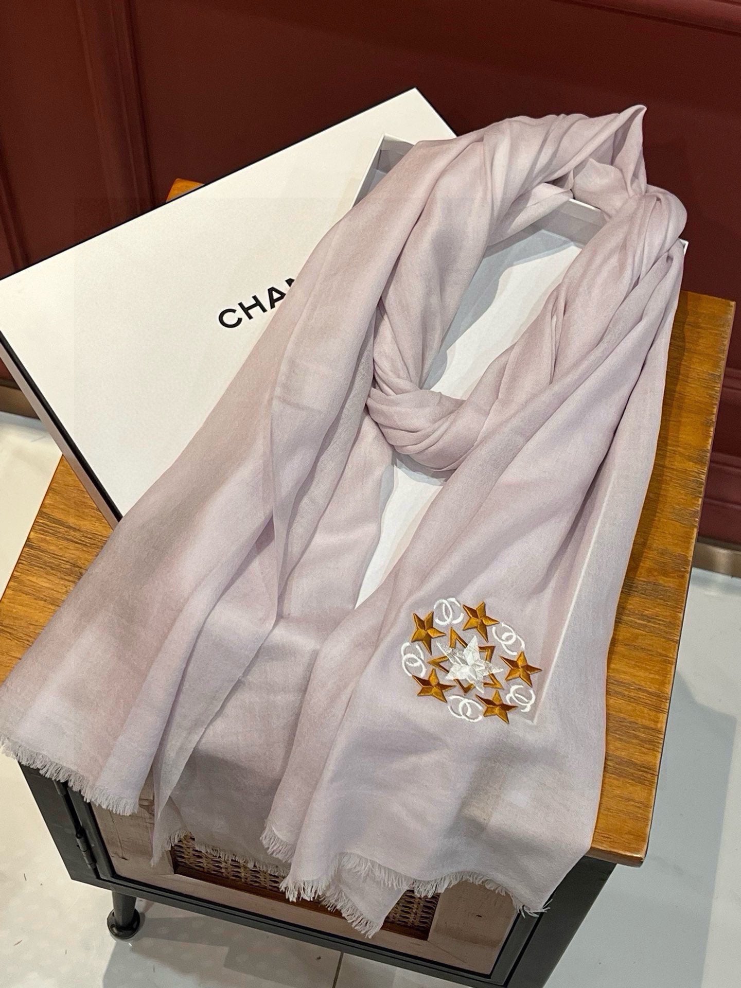 CC Scarf 200 CM In Light Purple Linen Fabric 407088