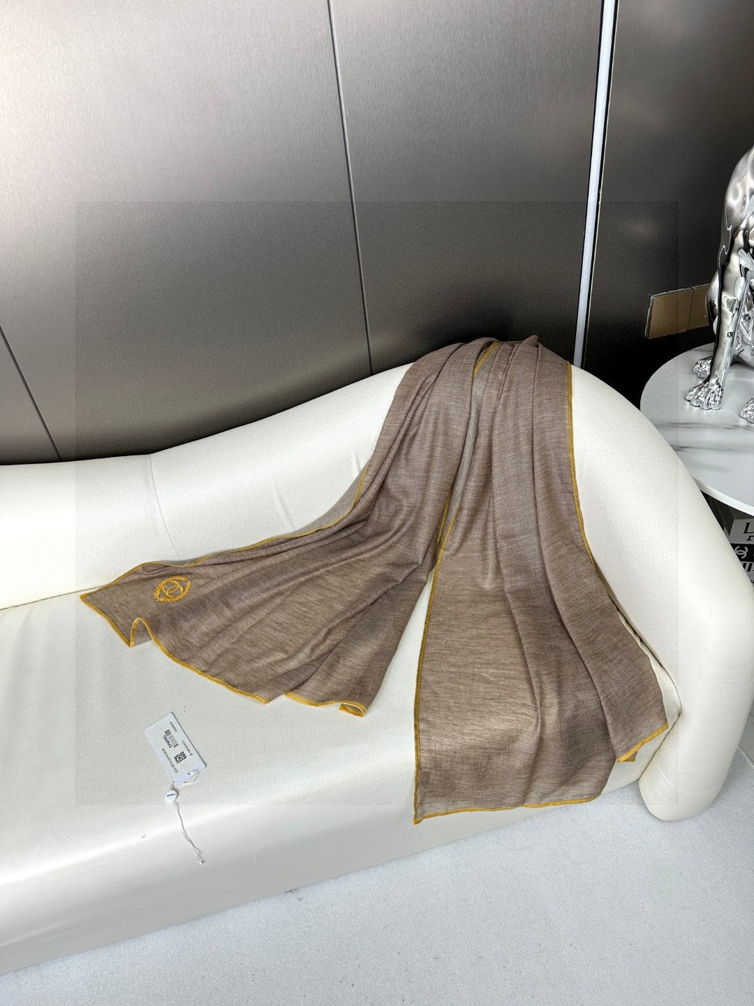 CC Scarf 200 CM In Grey Brown Cashmere Silk 274162
