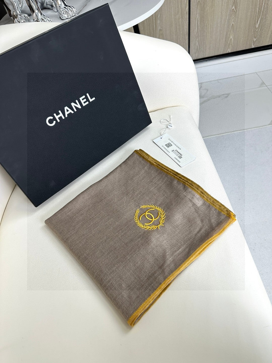 CC Scarf 200 CM In Grey Brown Cashmere Silk 274162