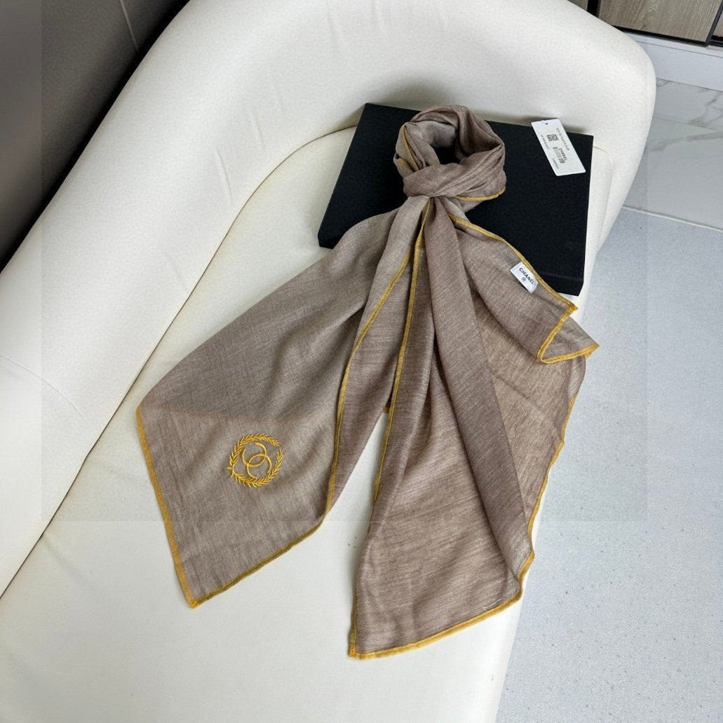 CC Scarf 200 CM In Grey Brown Cashmere Silk 274162