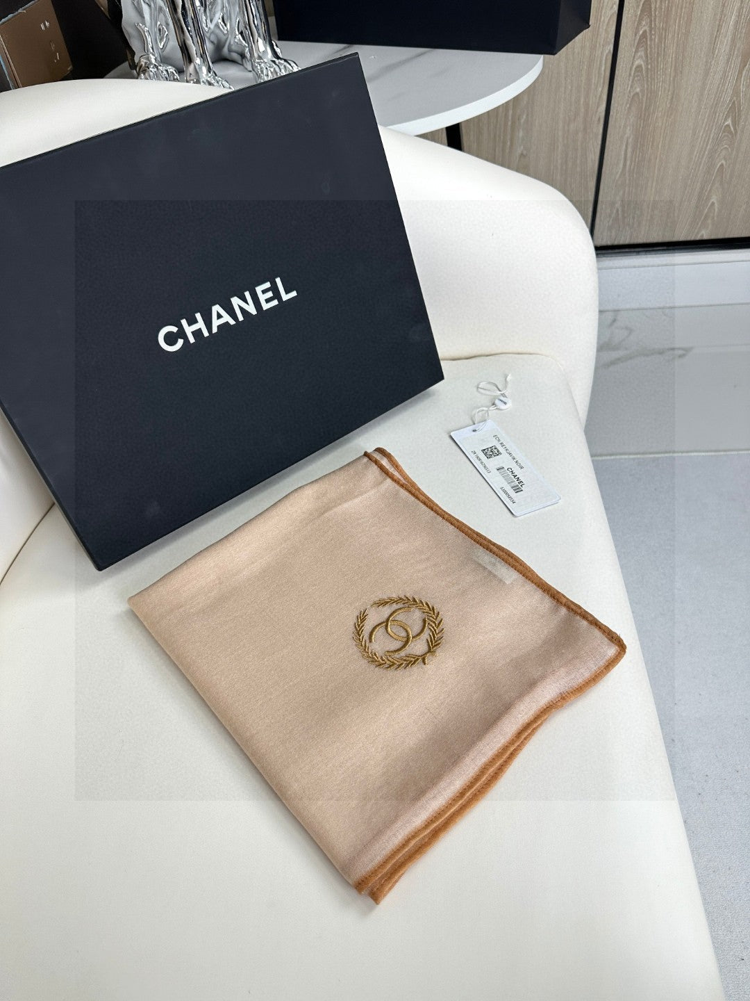 CC Scarf 200 CM In Beige Cashmere Silk 274163