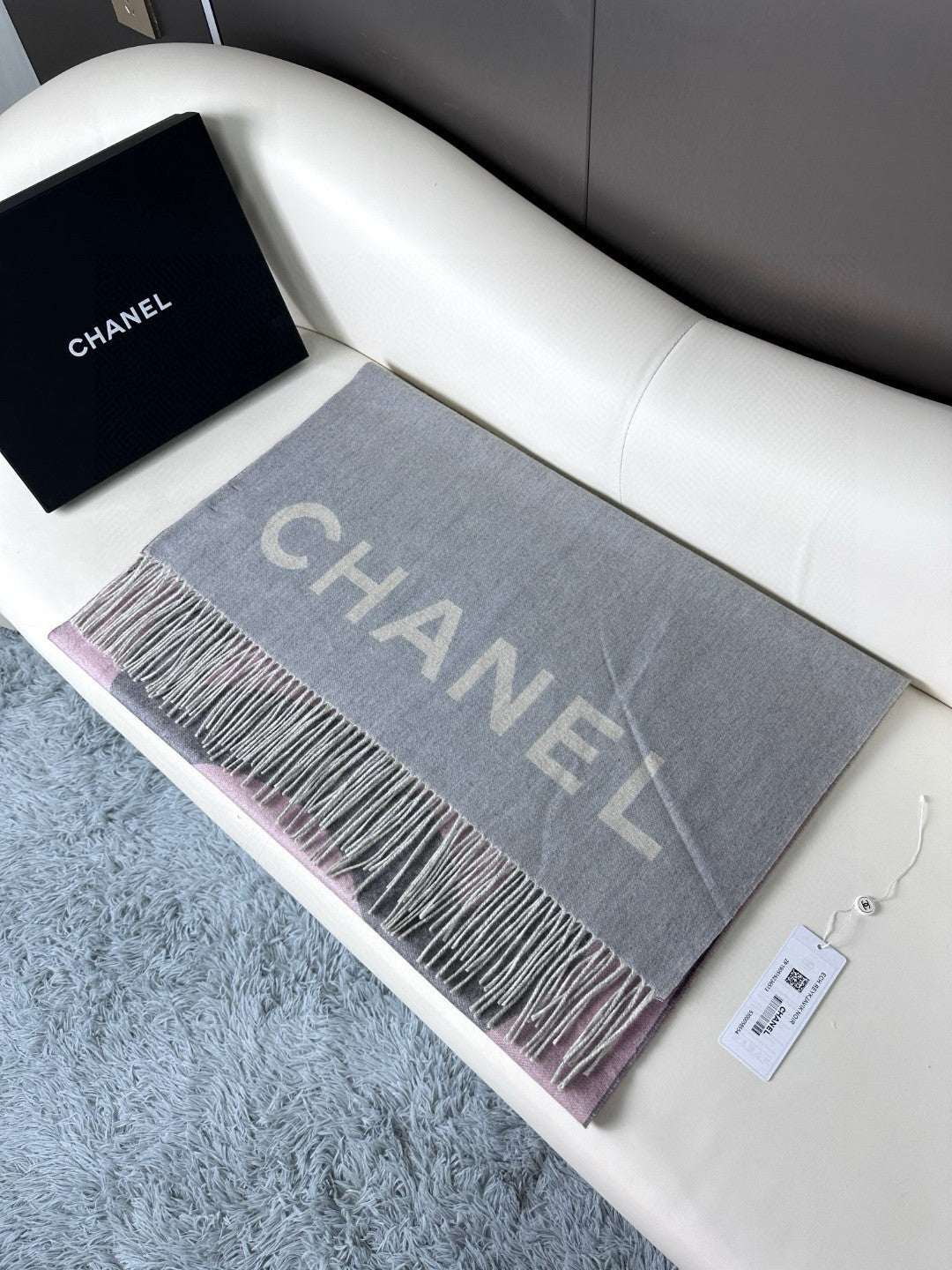 CC Scarf 180 CM In Grey Mix Pink Cashmere Wool 368880