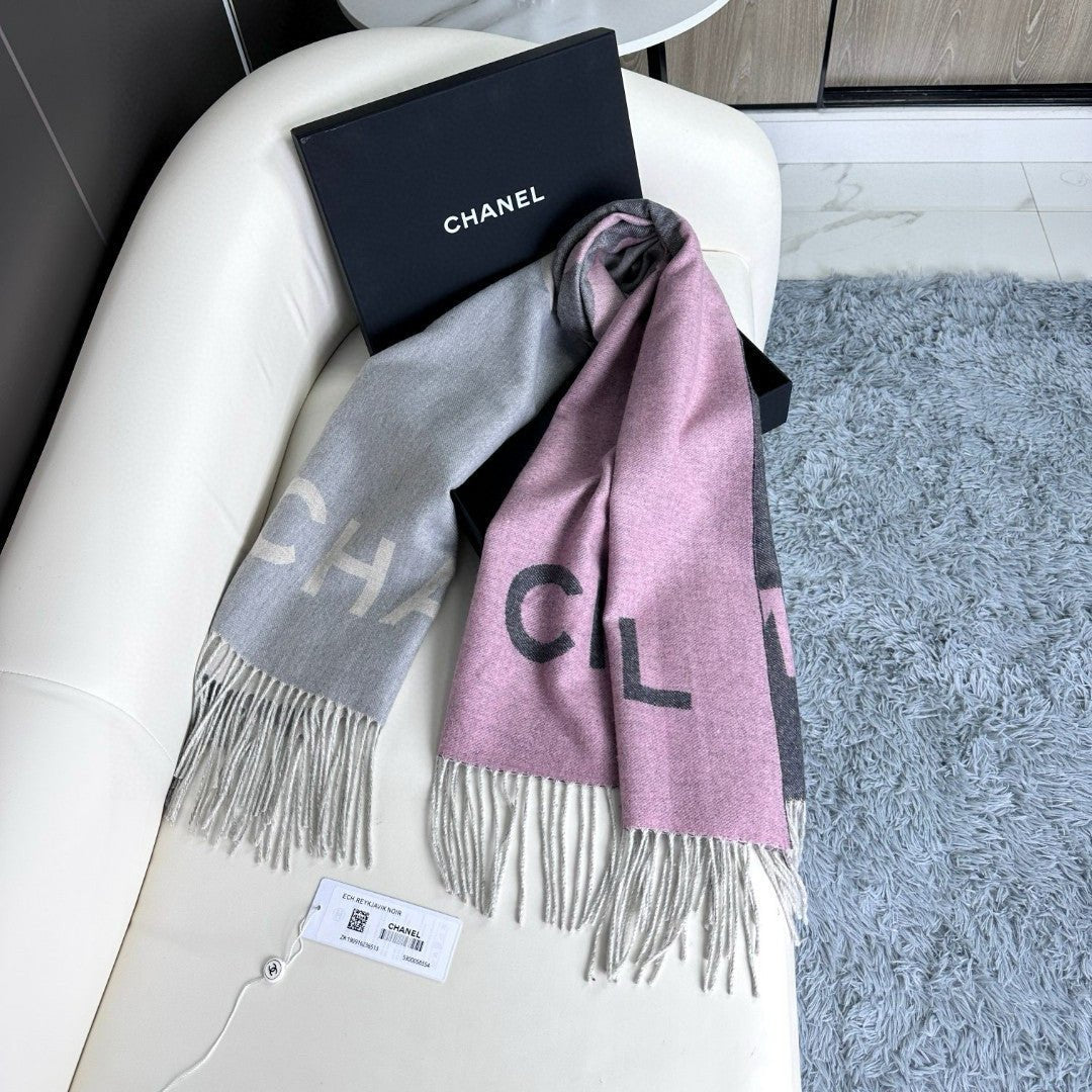 CC Scarf 180 CM In Grey Mix Pink Cashmere Wool 368880