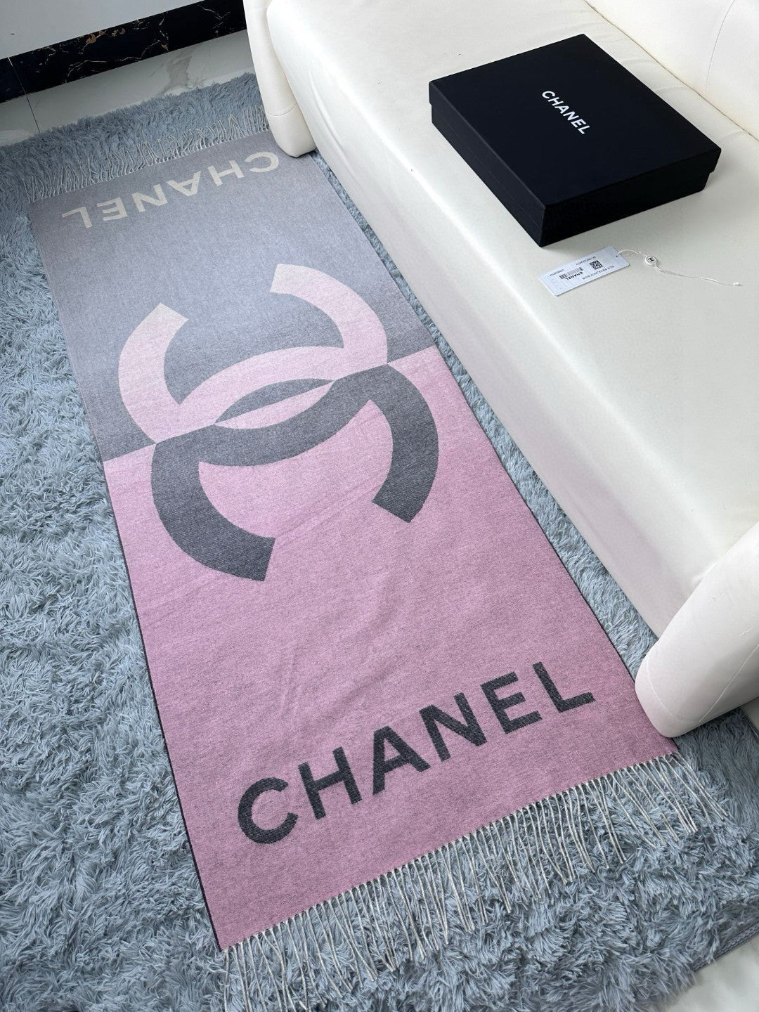 CC Scarf 180 CM In Grey Mix Pink Cashmere Wool 368880