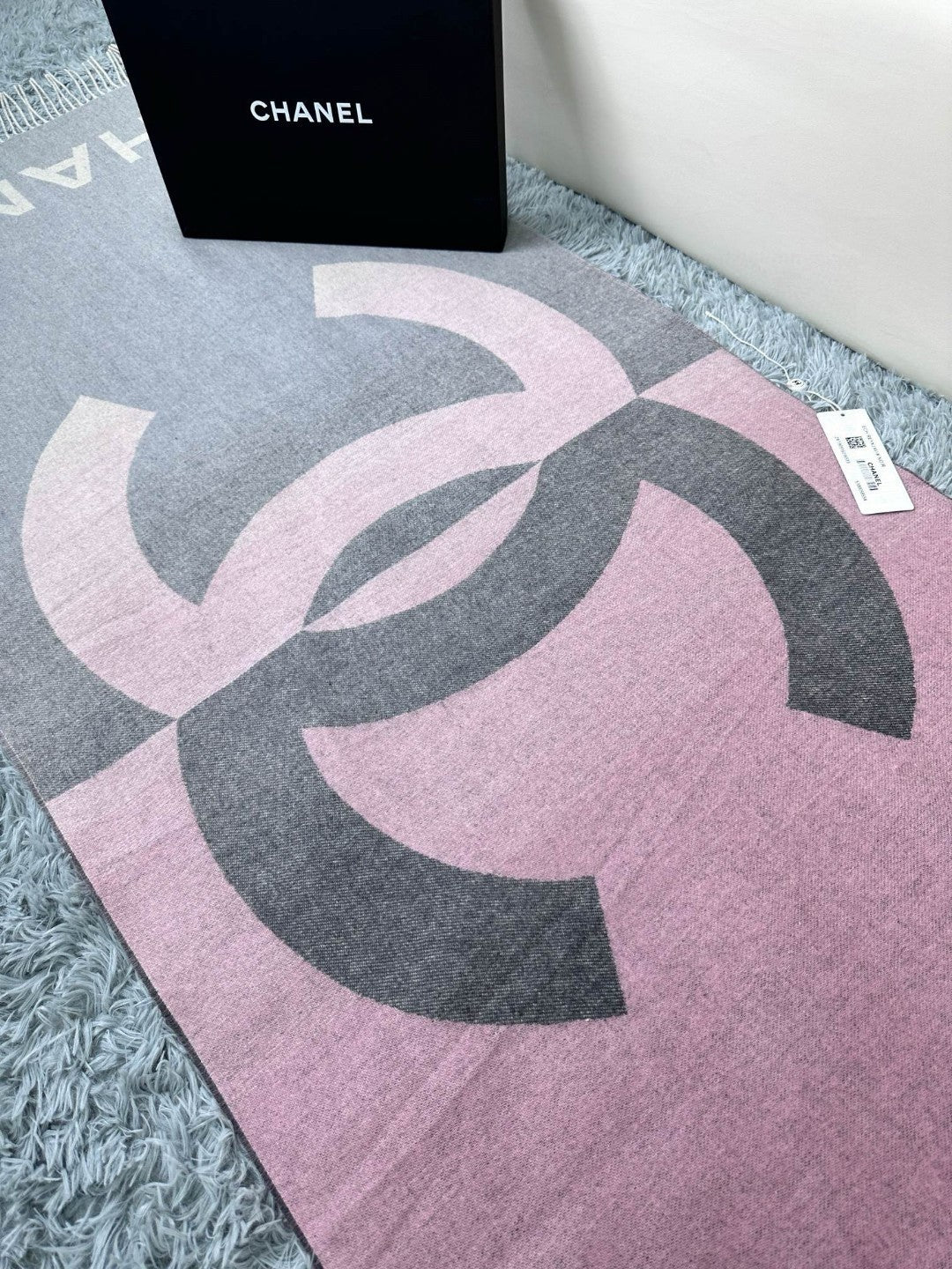 CC Scarf 180 CM In Grey Mix Pink Cashmere Wool 368880