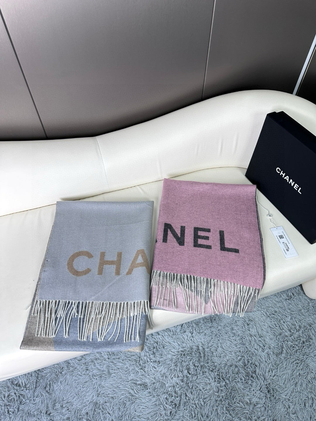 CC Scarf 180 CM In Grey Mix Pink Cashmere Wool 368880