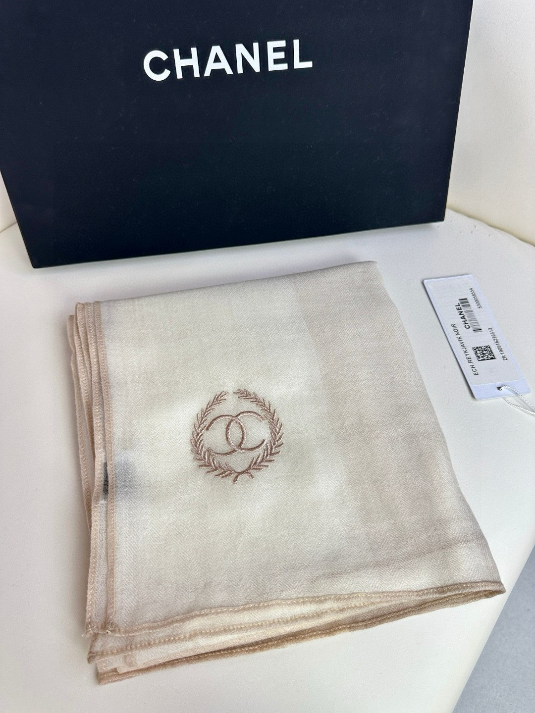 CC Scarf 200 CM In Light Beige Mix Dark Beige Cashmere Silk 396446