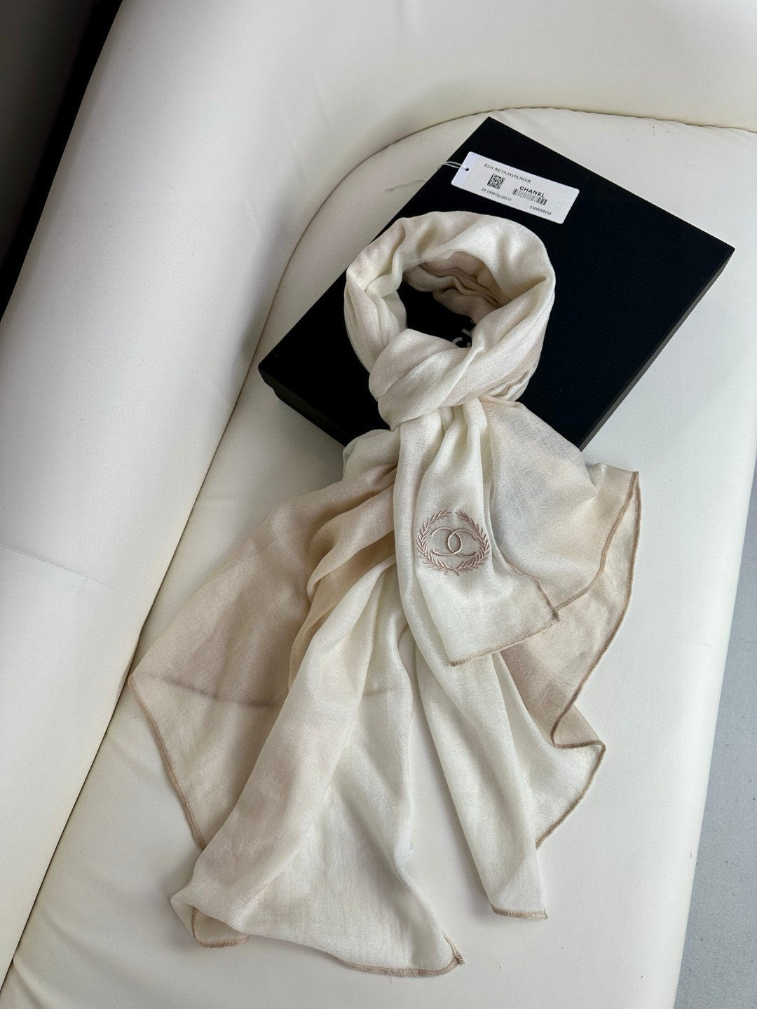 CC Scarf 200 CM In Light Beige Mix Dark Beige Cashmere Silk 396446