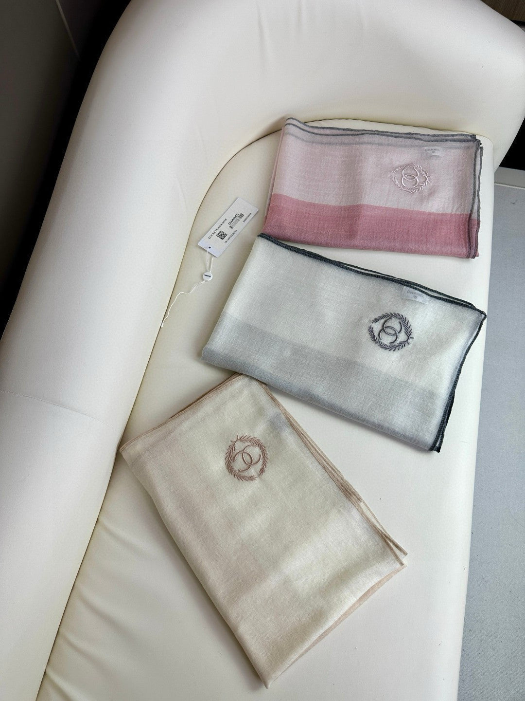 CC Scarf 200 CM In Light Beige Mix Dark Beige Cashmere Silk 396446
