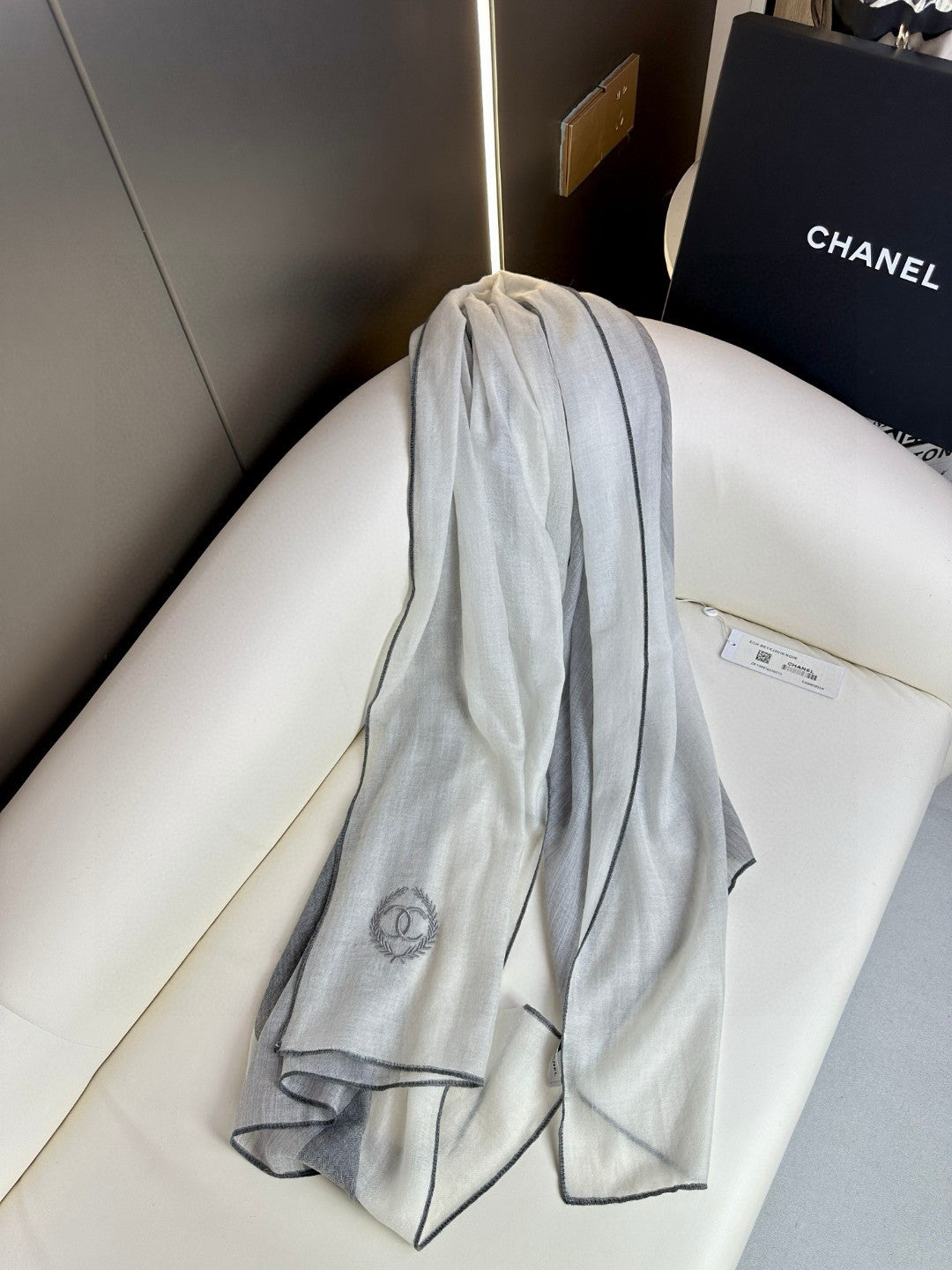 CC Scarf 200 CM In Light Grey Mix White Dark Grey Cashmere Silk 396448