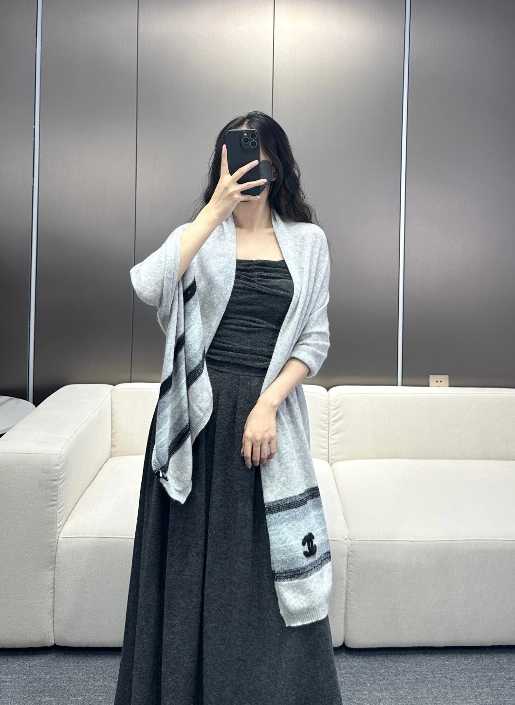 CC Scarf 210 CM In Grey Blue Cashmere 403864