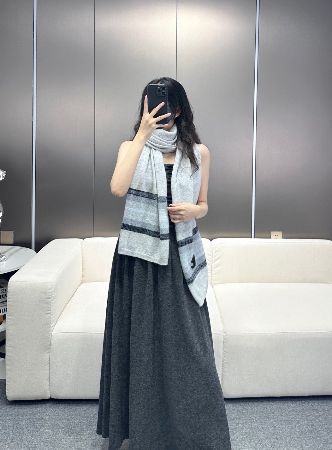 CC Scarf 210 CM In Grey Blue Cashmere 403864