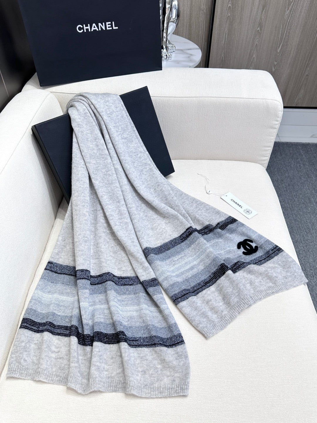 CC Scarf 210 CM In Grey Blue Cashmere 403864