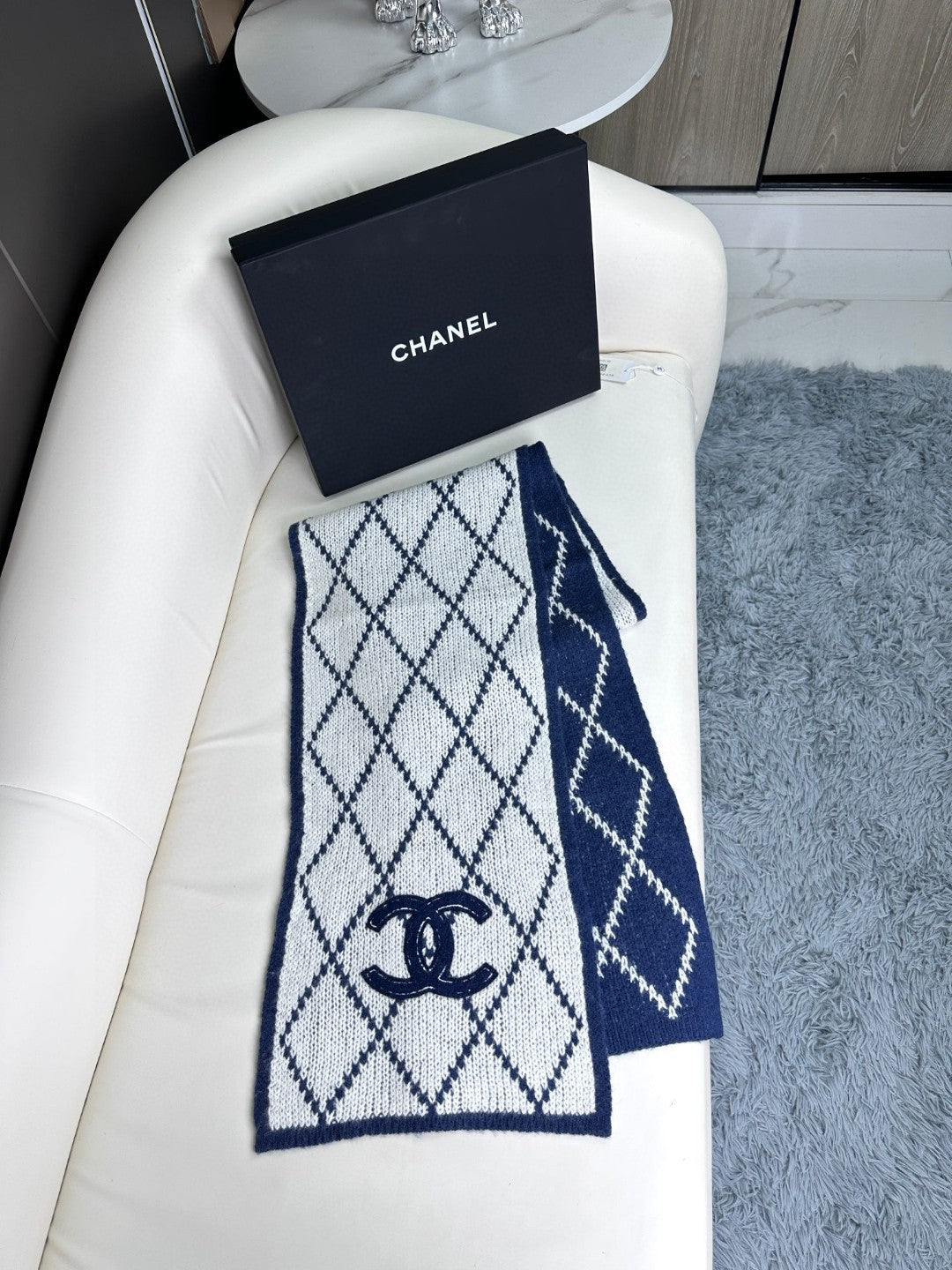 CC Scarf 180 CM In Grey Mix Dark Blue Cashmere 407234