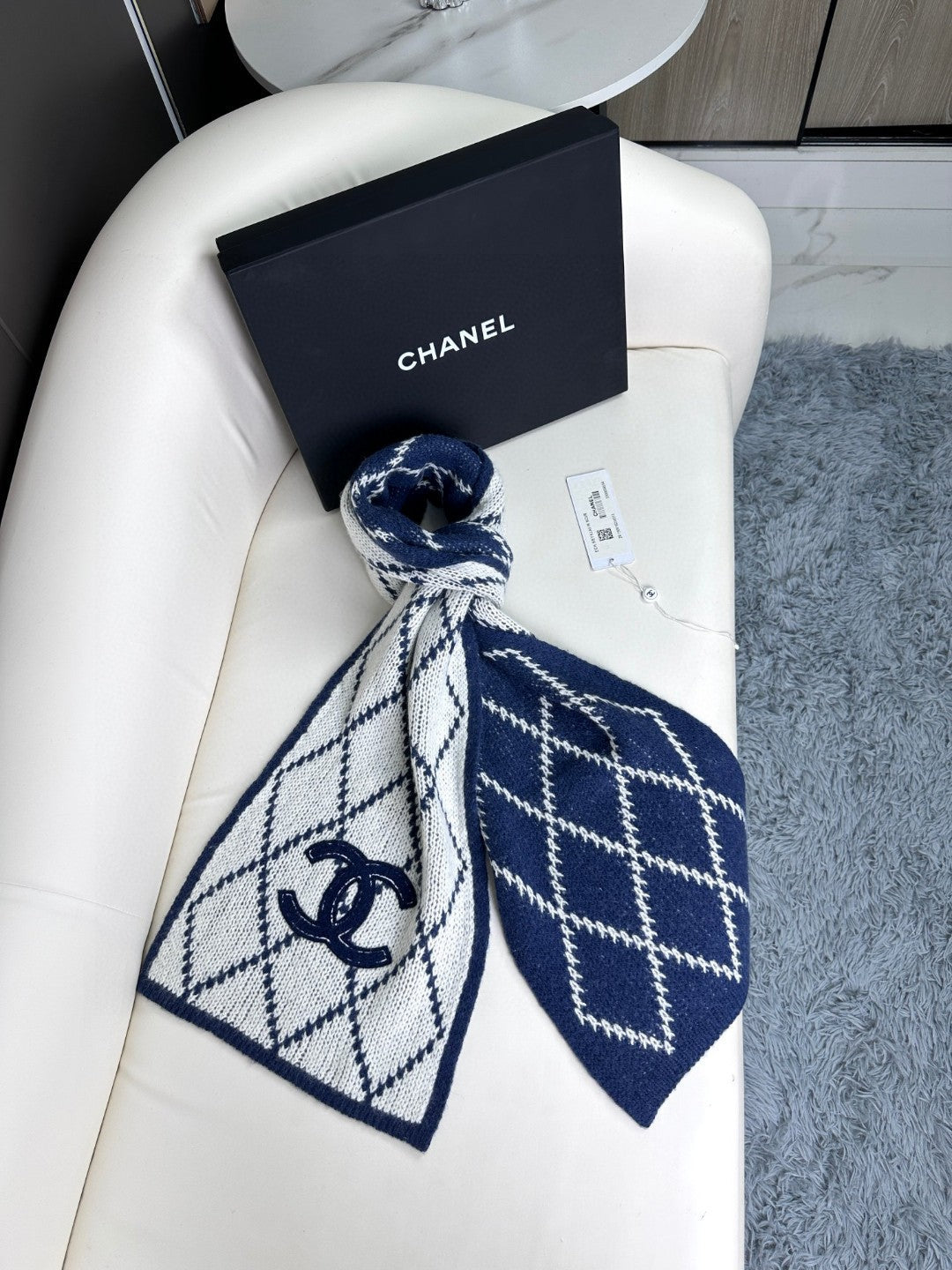 CC Scarf 180 CM In Grey Mix Dark Blue Cashmere 407234