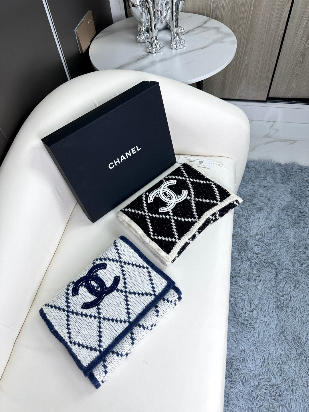 CC Scarf 180 CM In Grey Mix Dark Blue Cashmere 407234