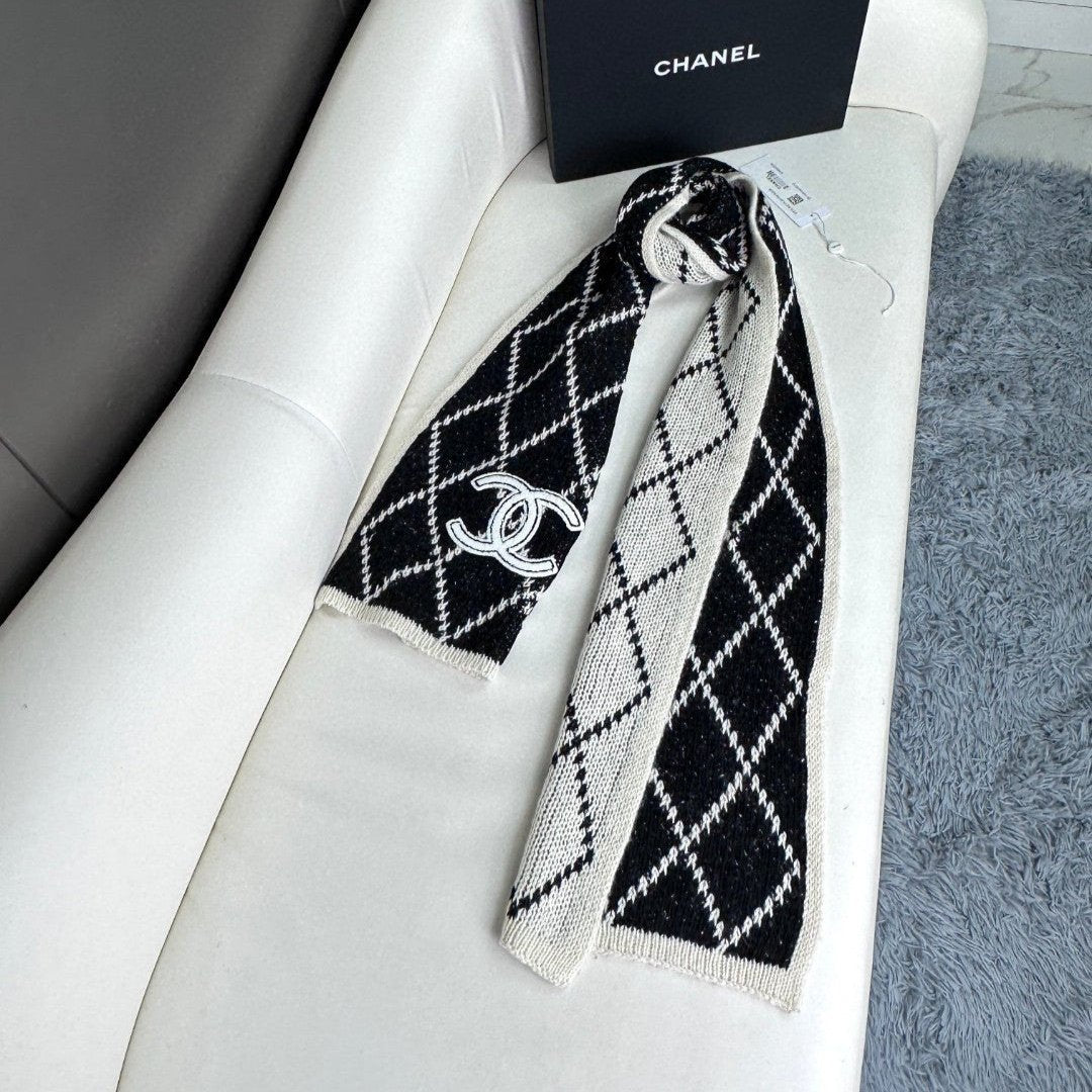 CC Scarf 180 CM In Black Mix Grey Cashmere 407235