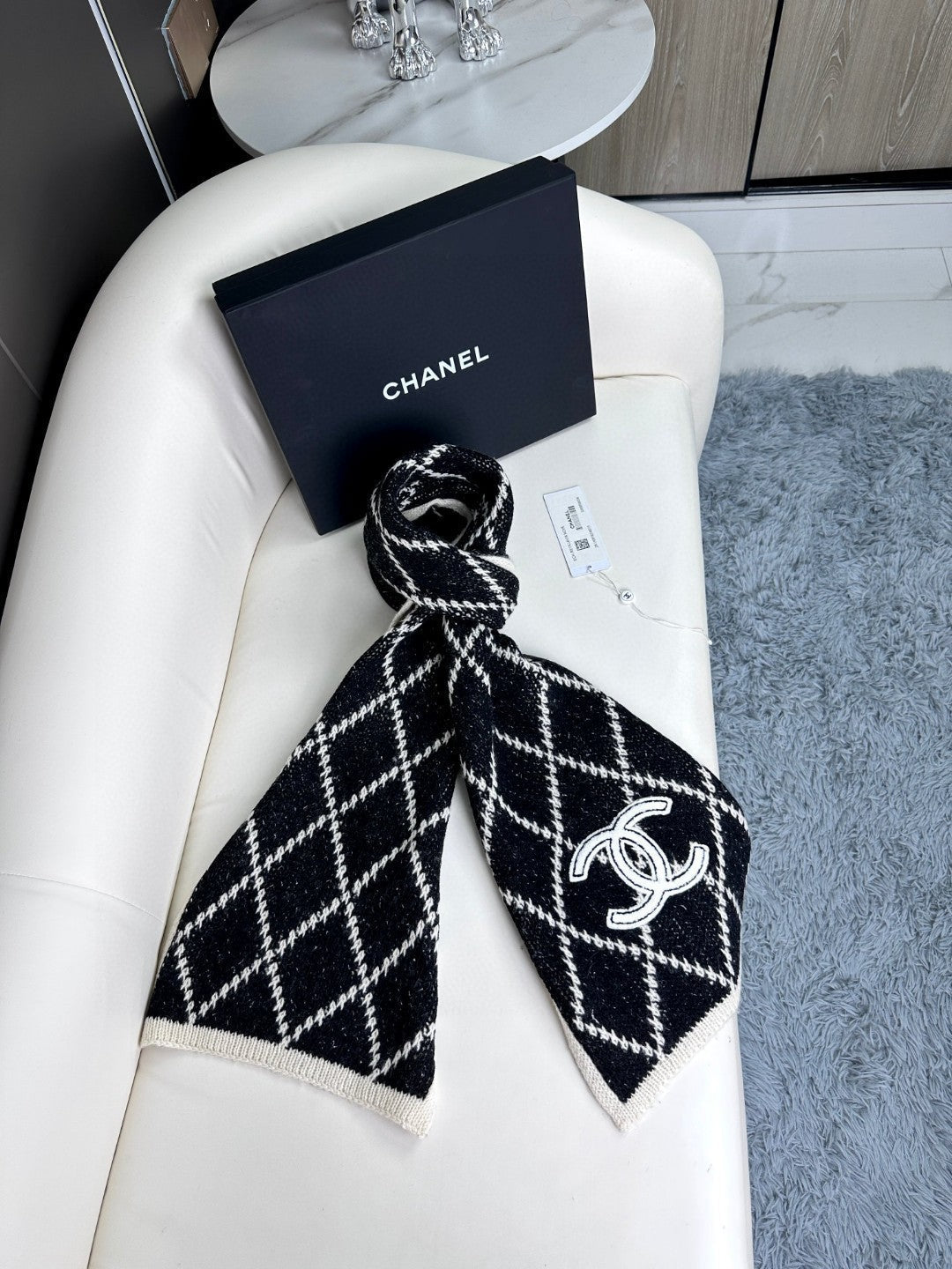CC Scarf 180 CM In Black Mix Grey Cashmere 407235