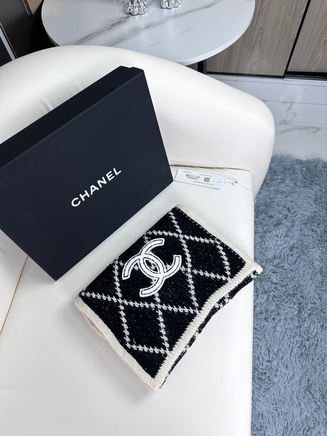 CC Scarf 180 CM In Black Mix Grey Cashmere 407235