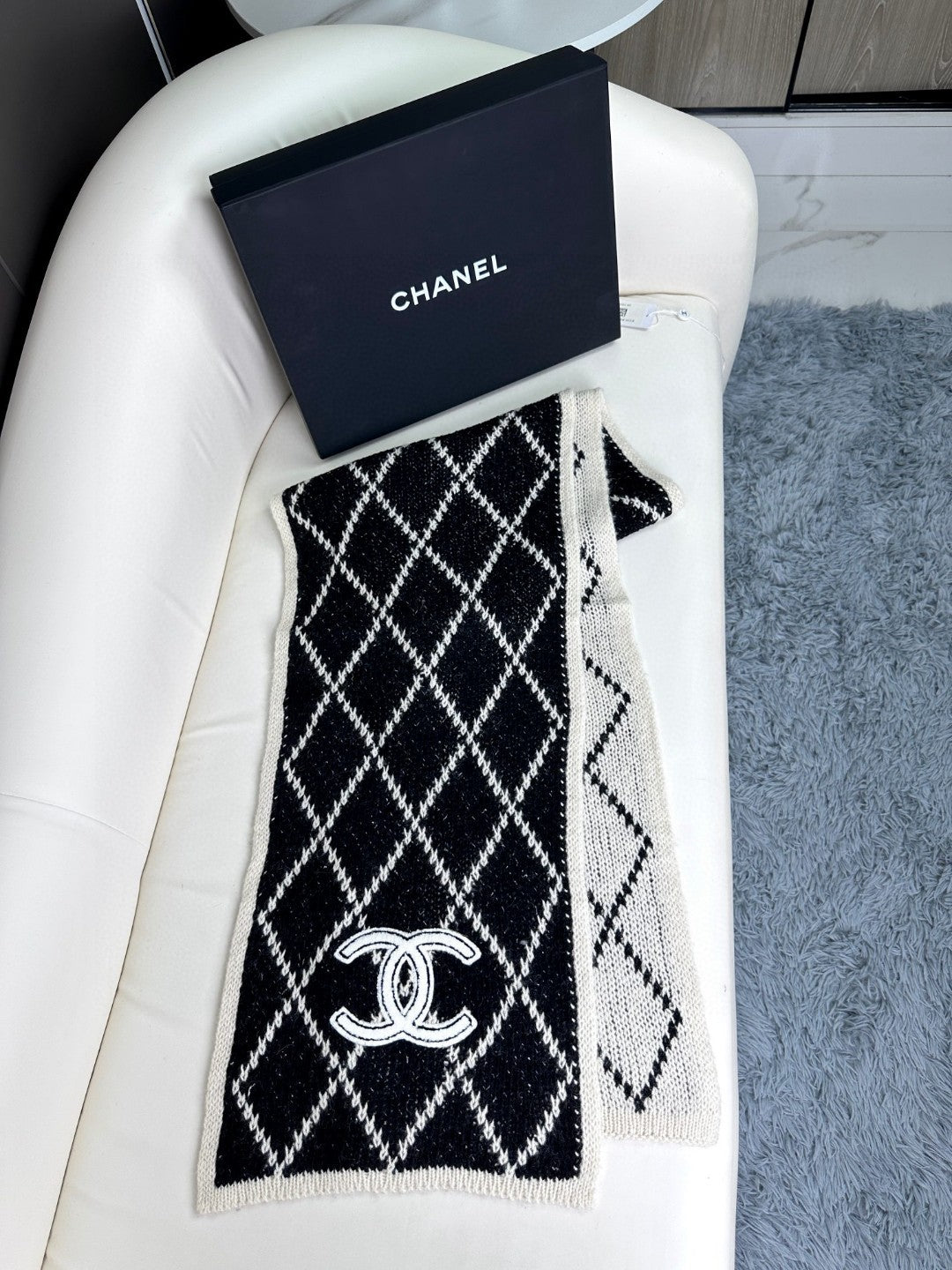 CC Scarf 180 CM In Black Mix Grey Cashmere 407235