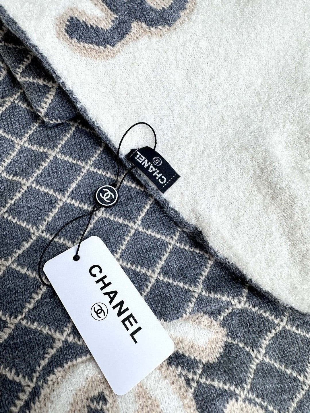 CC Scarf 185 CM In Grey Brown Mix White Cashmere Wool 410148