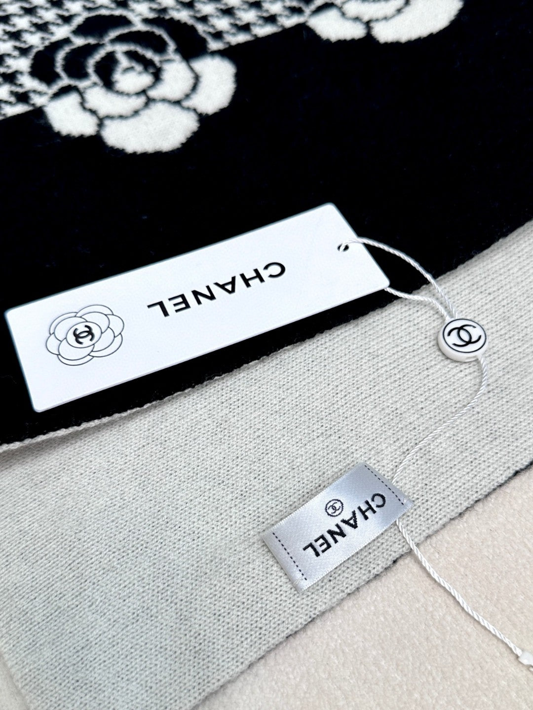 CC Scarf 180 CM In Black Mix White Cashmere Wool  411563