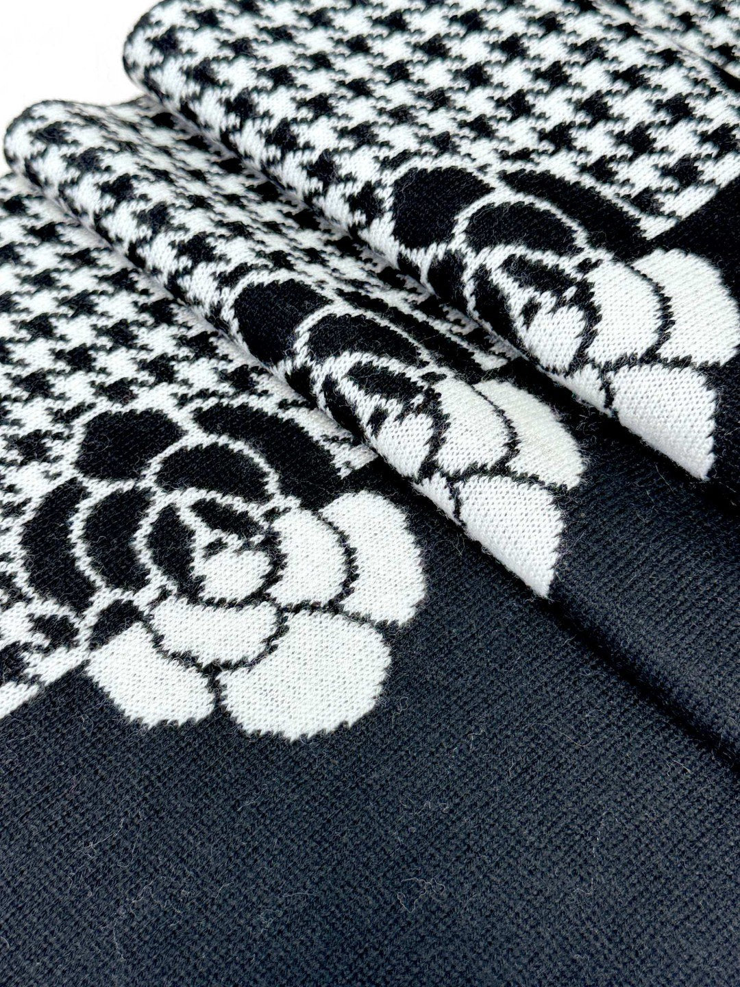 CC Scarf 180 CM In Black Mix White Cashmere Wool  411563