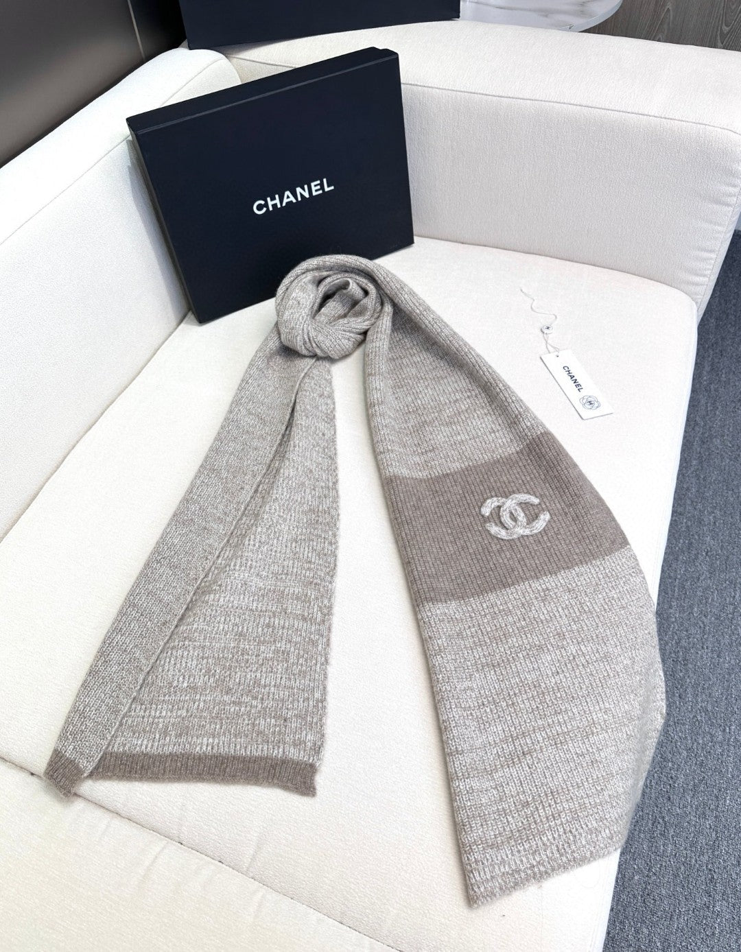 CC Scarf 180 CM In Light Grey Mix Brown Cashmere 415137