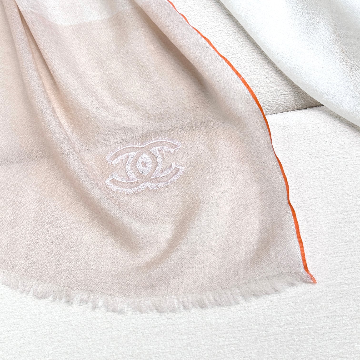 CC Scarf 200 CM In White Mix Beige Light Linen Fabric 418194