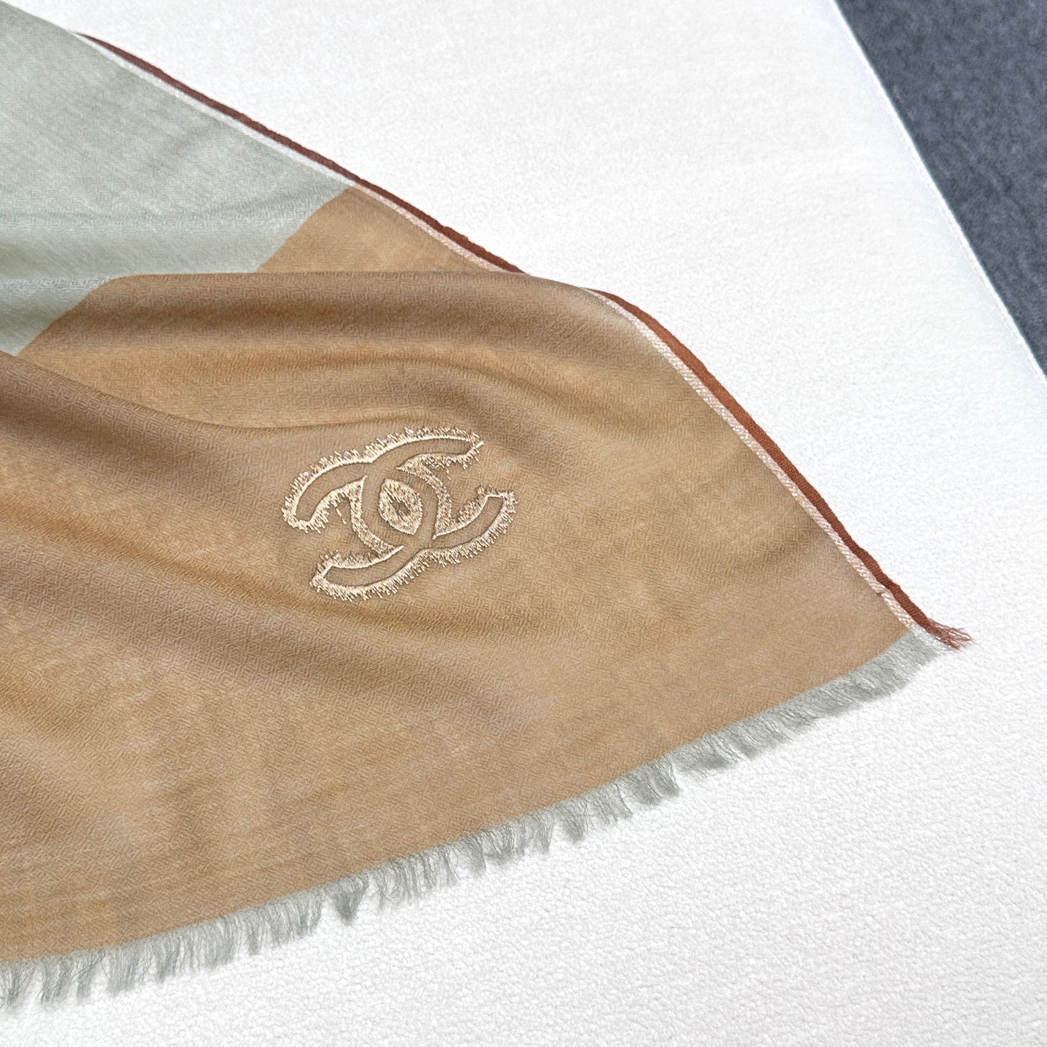 CC Scarf 200 CM In Light Grey Mix Light Brown Beige Linen Fabric 418195
