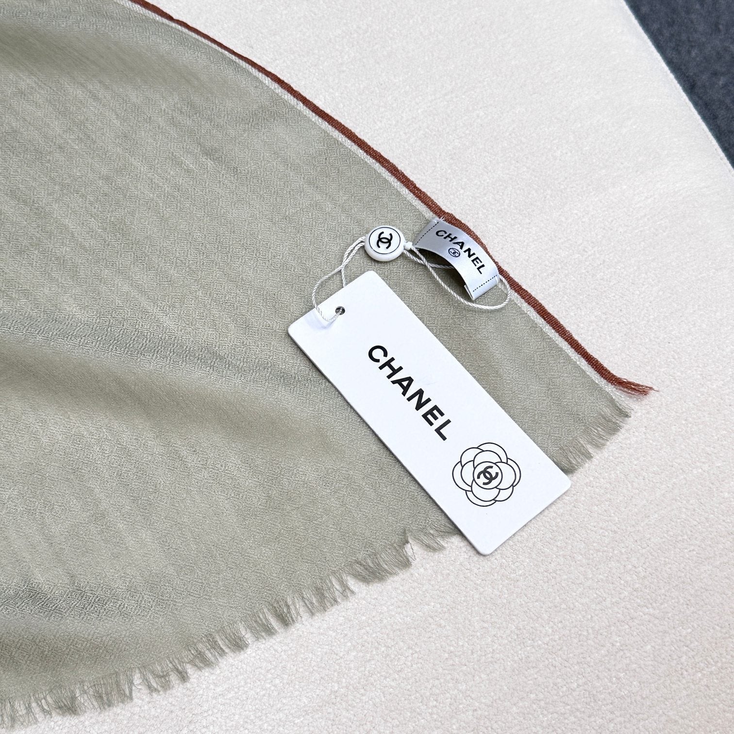 CC Scarf 200 CM In Light Grey Mix Light Brown Beige Linen Fabric 418195