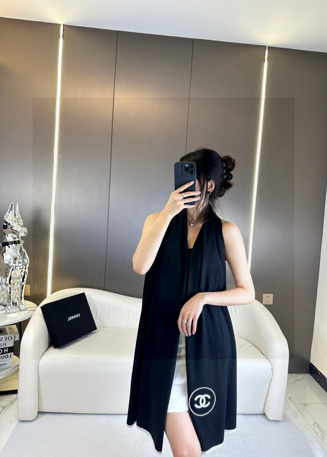 CC Scarf 200 CM In Black Cashmere And Silk 419965