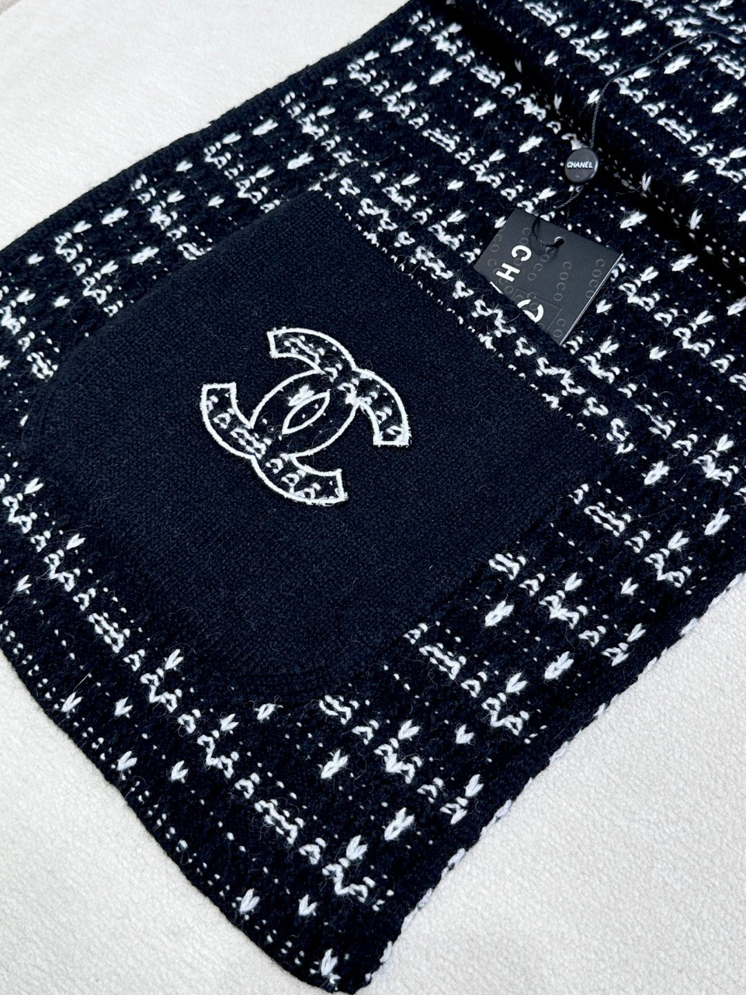 CC Scarf 180 CM In Black White Cashmere 421359