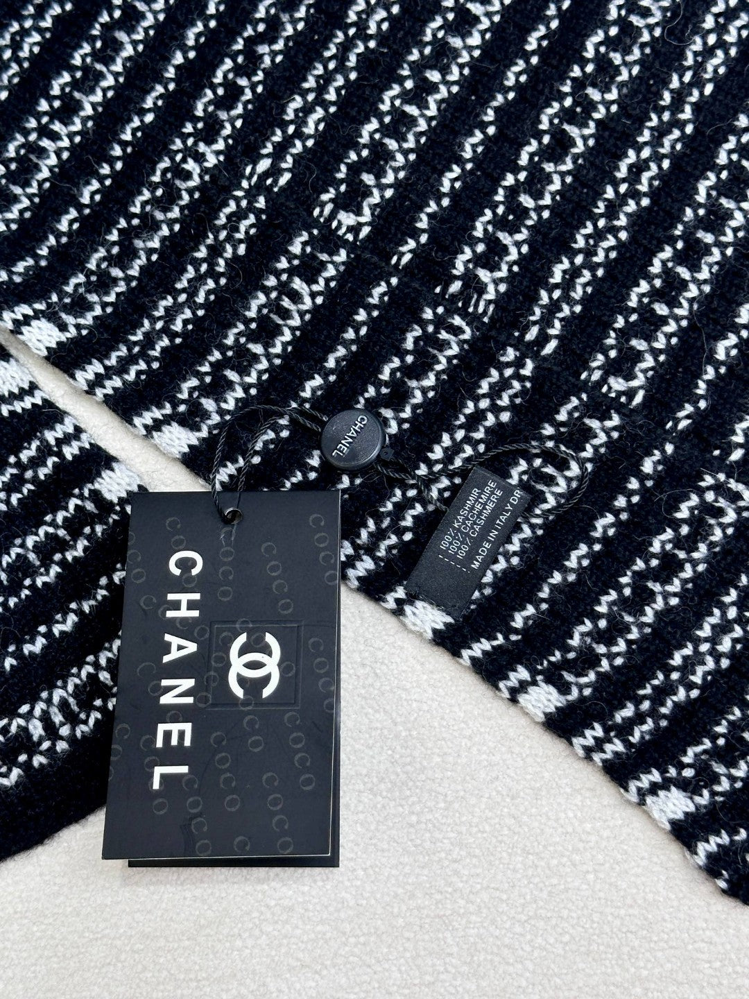 CC Scarf 180 CM In Black White Cashmere 421359