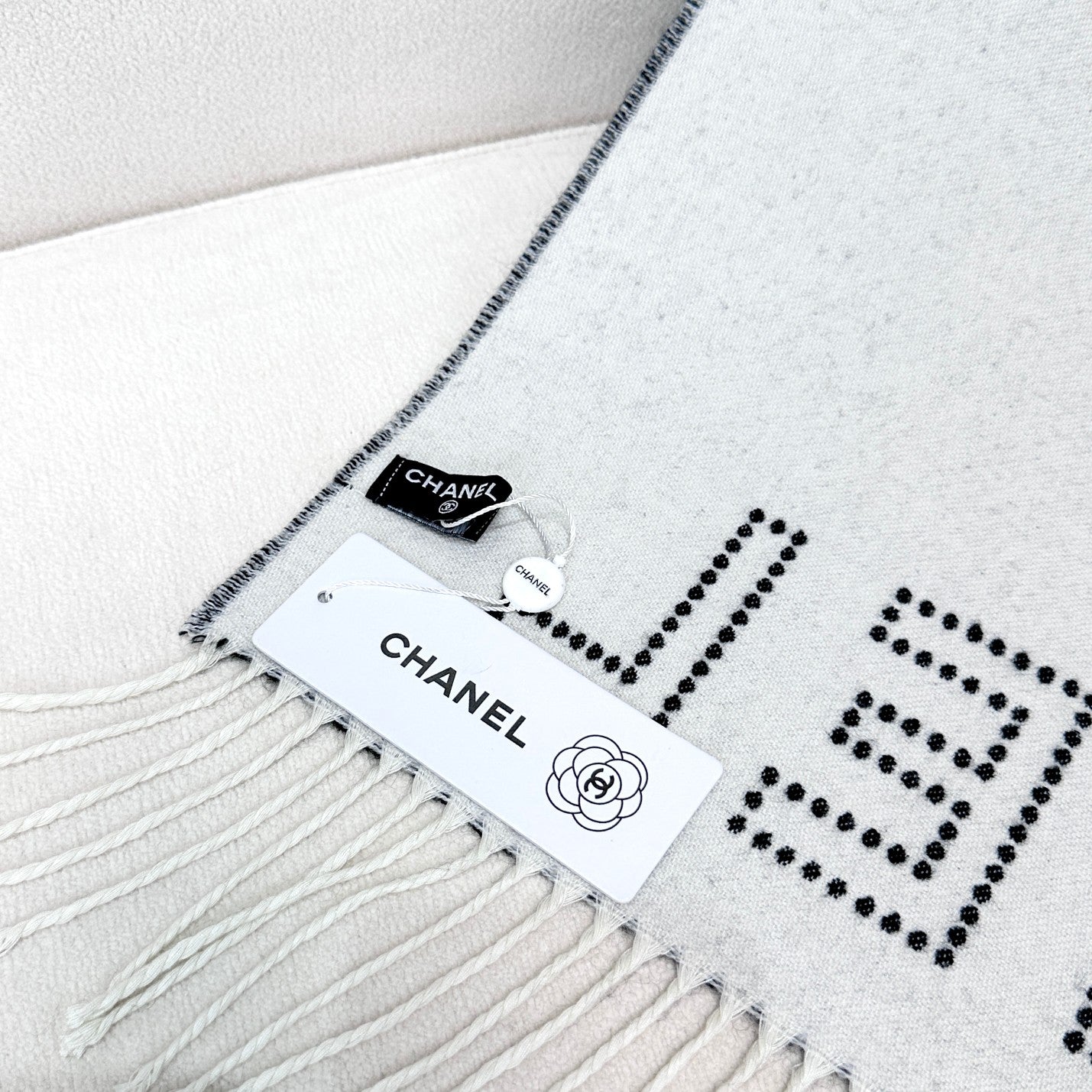 CC Scarf 200 CM In Black Mix White Cashmere  422706
