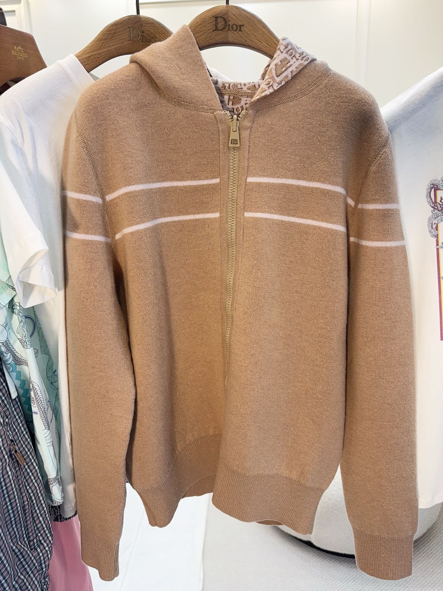 CD 25 Hooded Jacket Nude Beige 2 Sides Cashmere