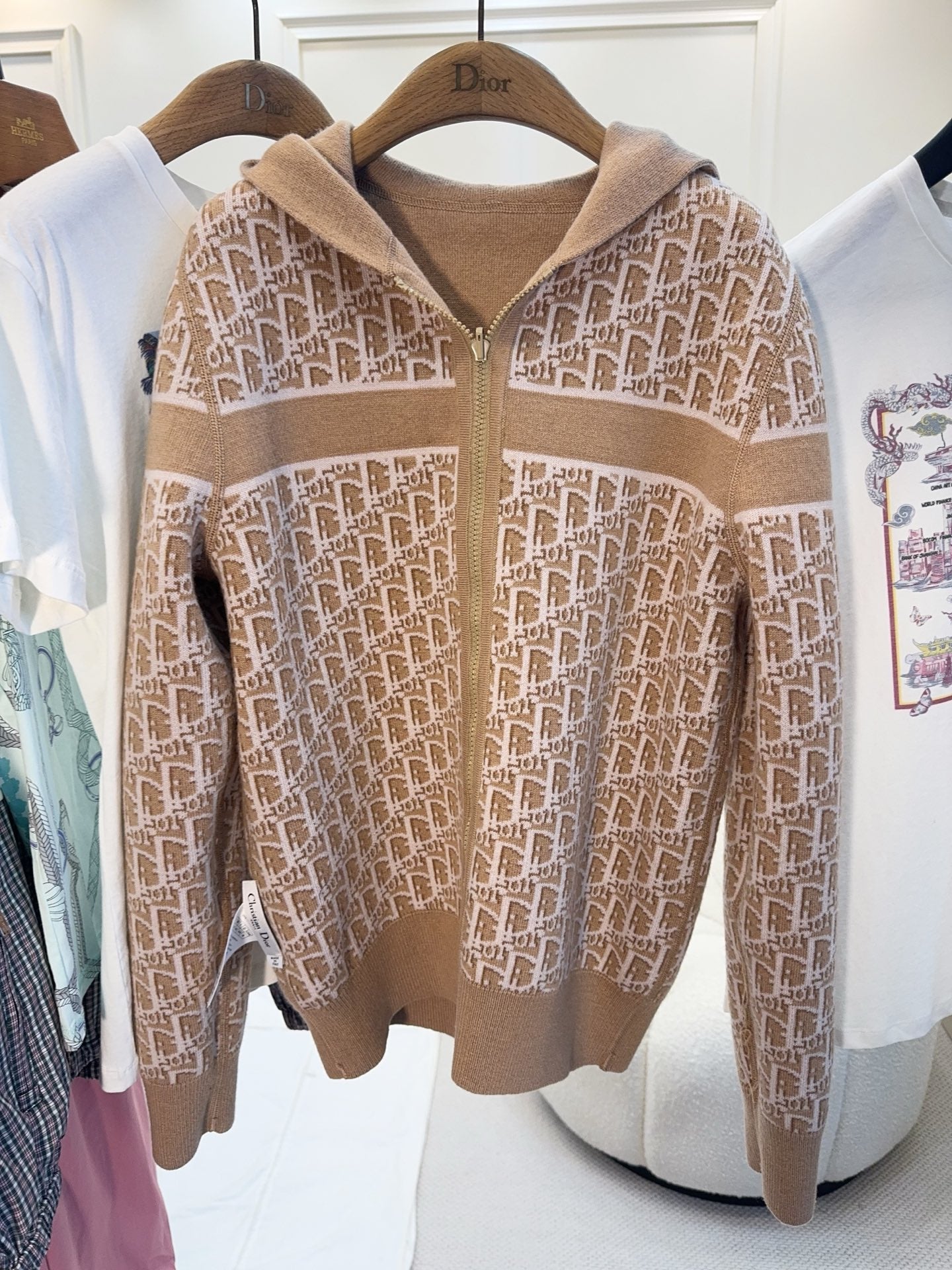 CD 25 Hooded Jacket Nude Beige 2 Sides Cashmere