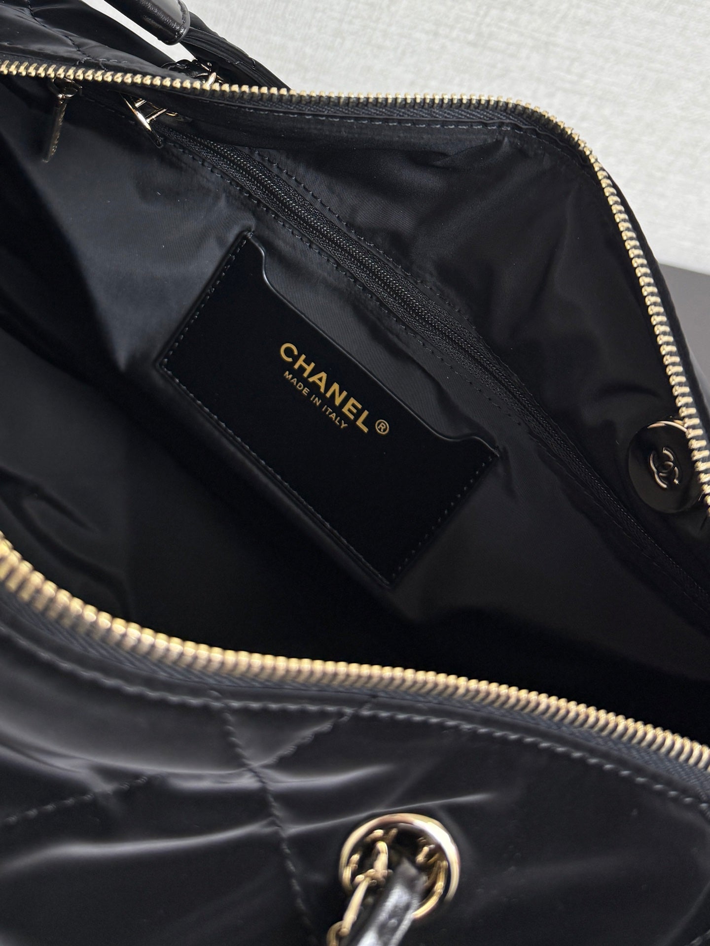 Chanel 26 Bowling Maxi Bag 32 Black Velvet Effect Nylon