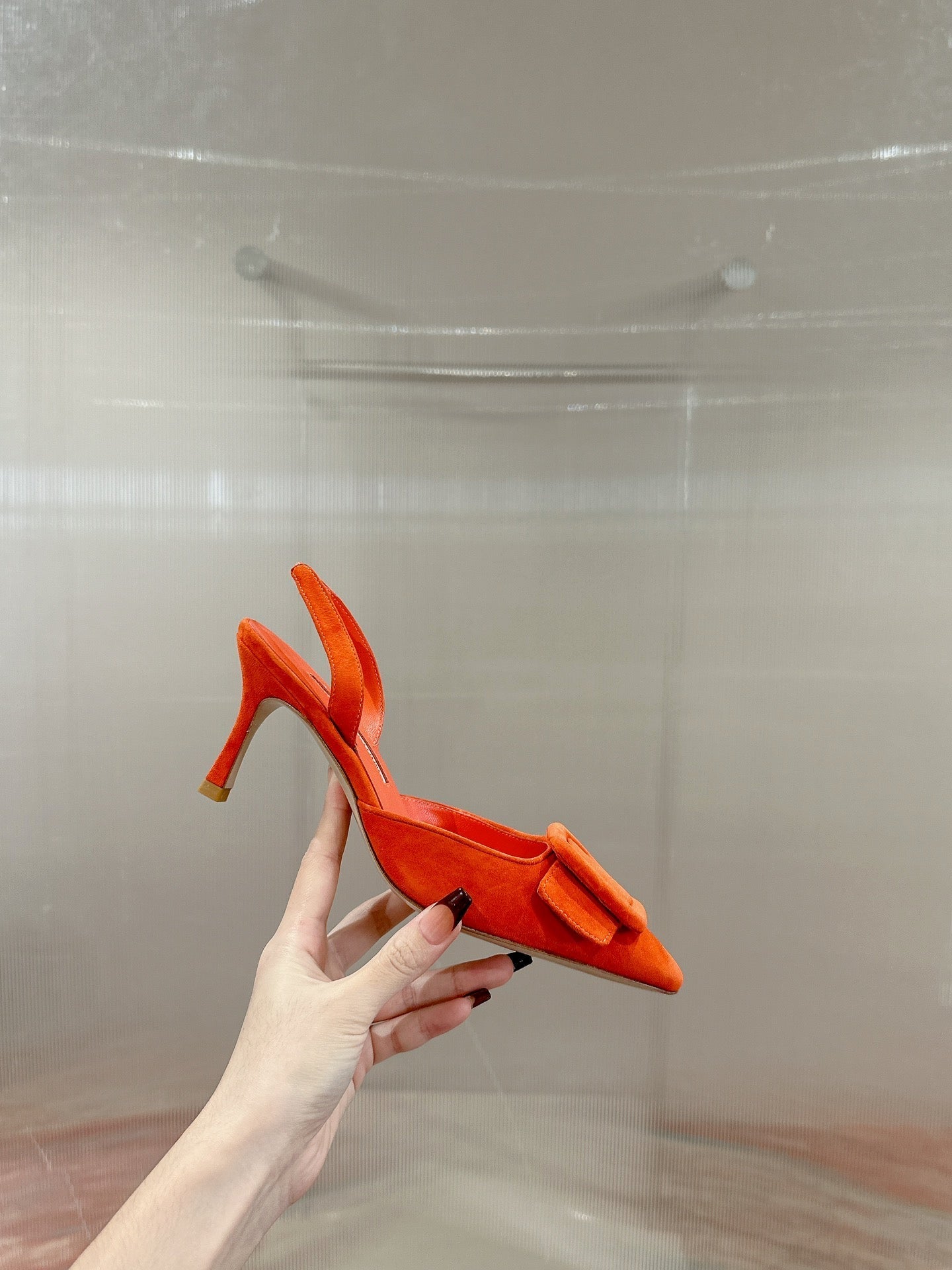 maysale 70 orange suede calfskin