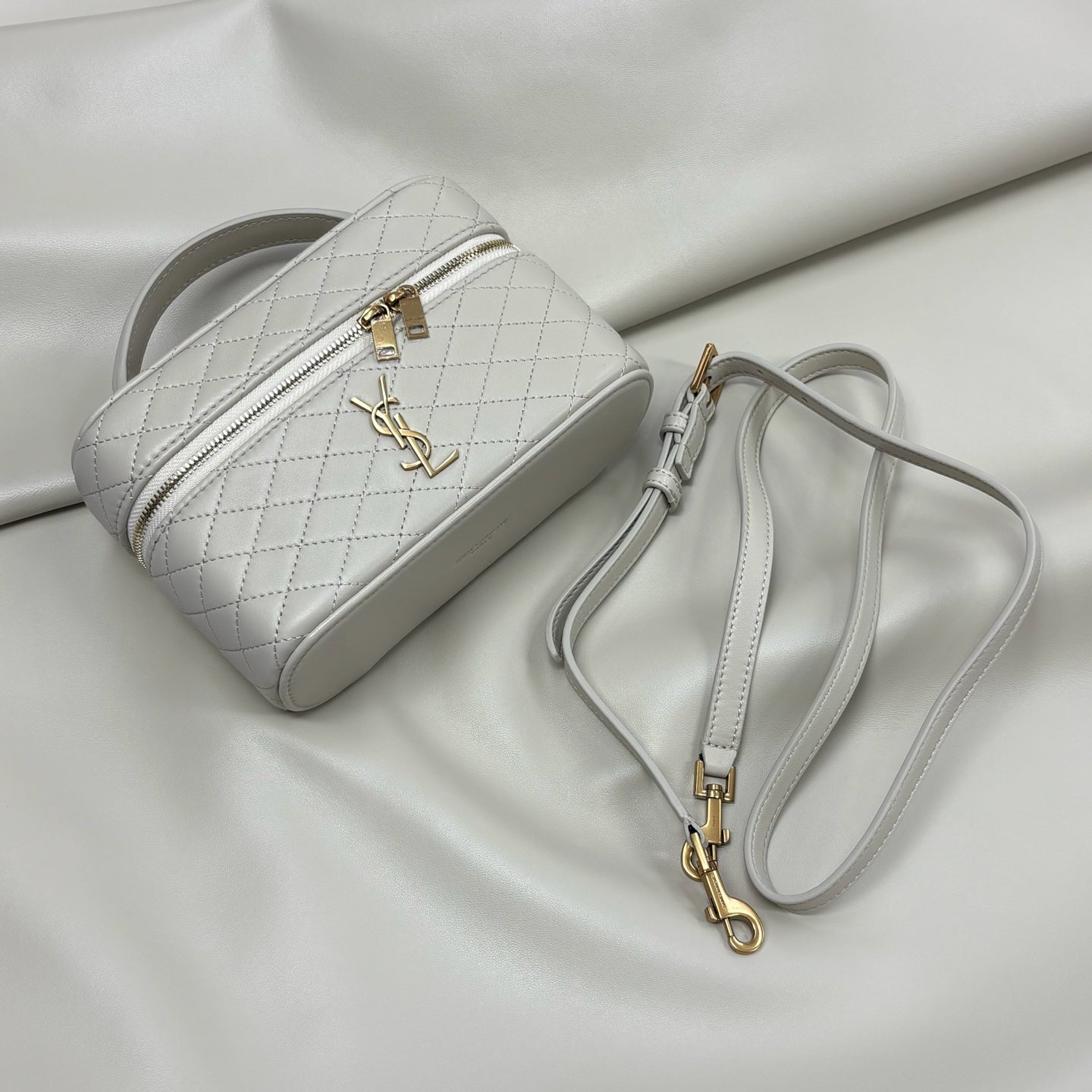 YSL Gaby Vanity Bag 18 Light Beige Quilted Calfskin