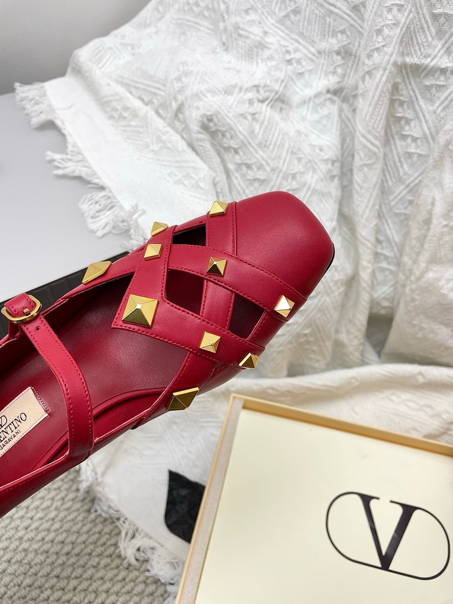 VT 26s Mary Jane Ballet Flats Dark Red Lambskin 611365