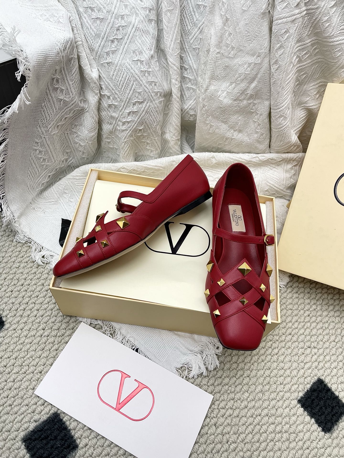 VT 26s Mary Jane Ballet Flats Dark Red Lambskin 611365