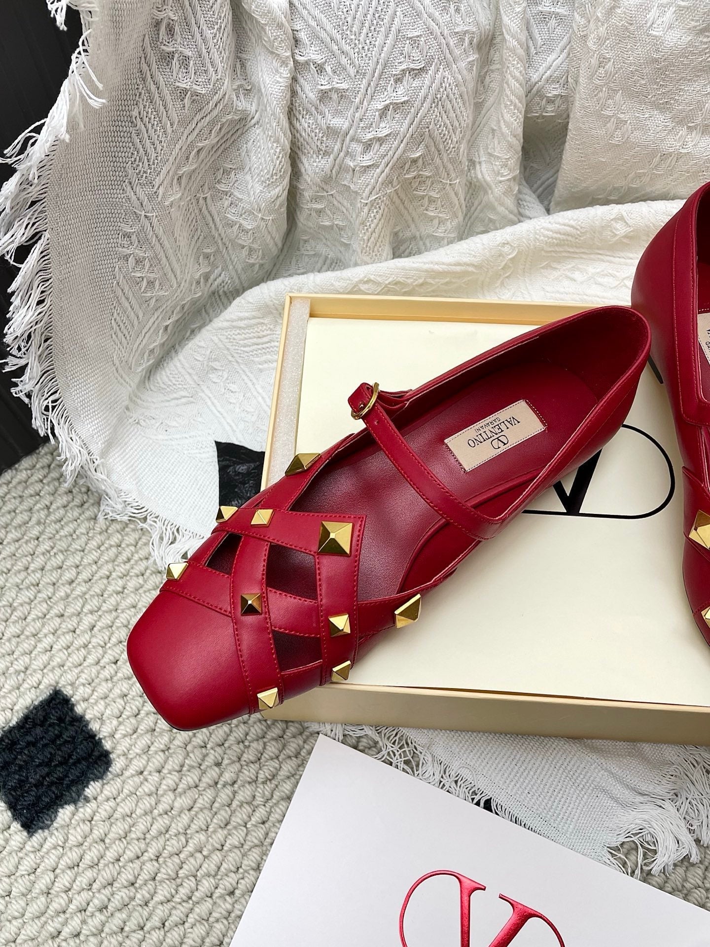 VT 26s Mary Jane Ballet Flats Dark Red Lambskin 611365