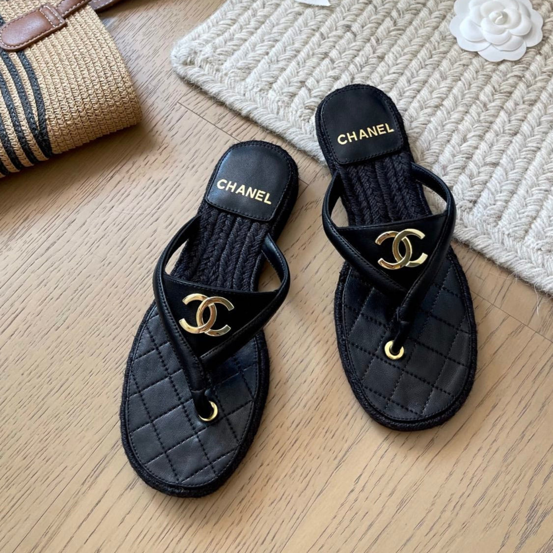 CC 25 Flip Flop Sandals Calfskin Espadrilles