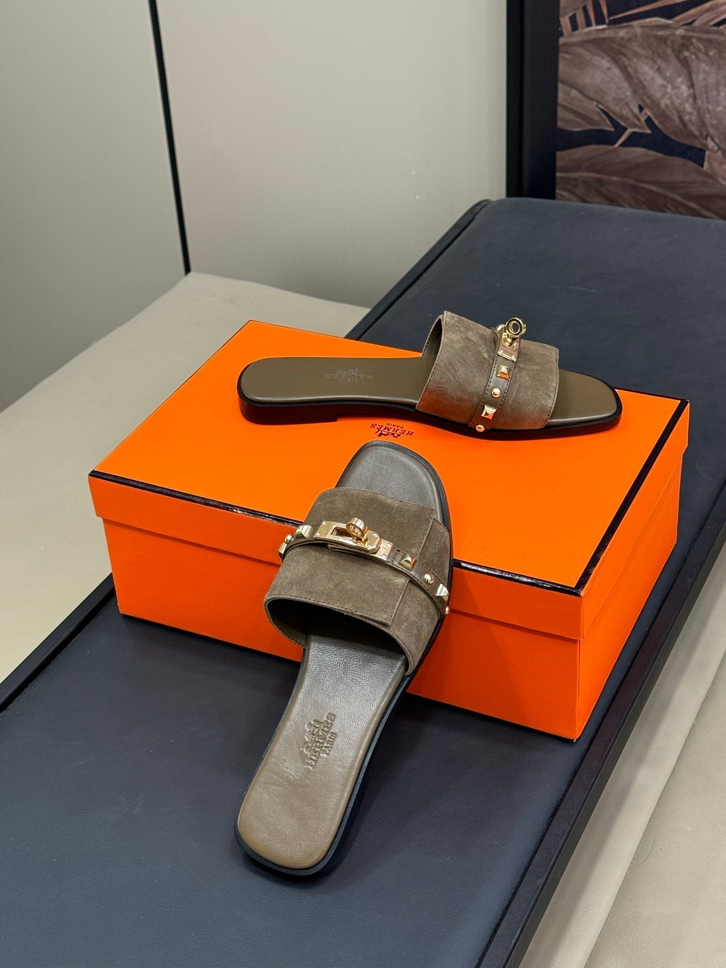 HM Giulia Sandal Army Green Calfskin with Suede 212729