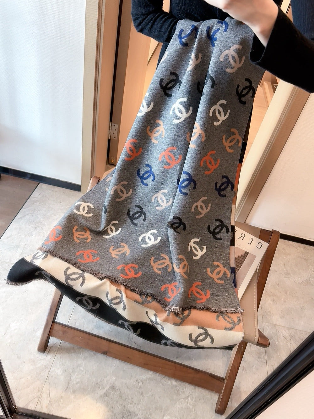 CC Scarf 180 CM In Colorful Two-Sided Wool Cashmere 383984